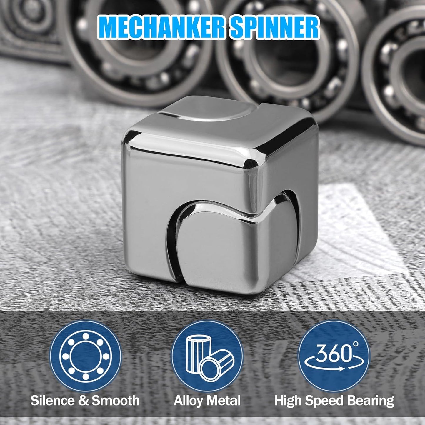 Silver Fidget Spinner for Kids, Fidget Toy, Cool Hand Spinner Gift Toys Autism Sensory Toy Goodie Bags Pinata Filler,Treasure Box Christmas Stocking Stuffers, Deacortaion for Desk Home Office