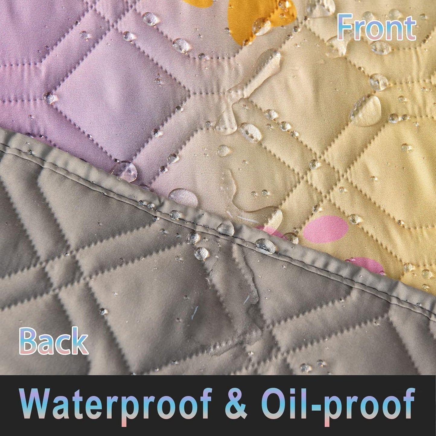 100% Waterproof Dog Bed Cover 102x82 in Reversible Changing Pad Reusable Camping Mat for Kids/Pet/Dog/Cat Washable Geometric Embroidery Blanket Patchwork Rainbow Dog Paw Printed+Gray