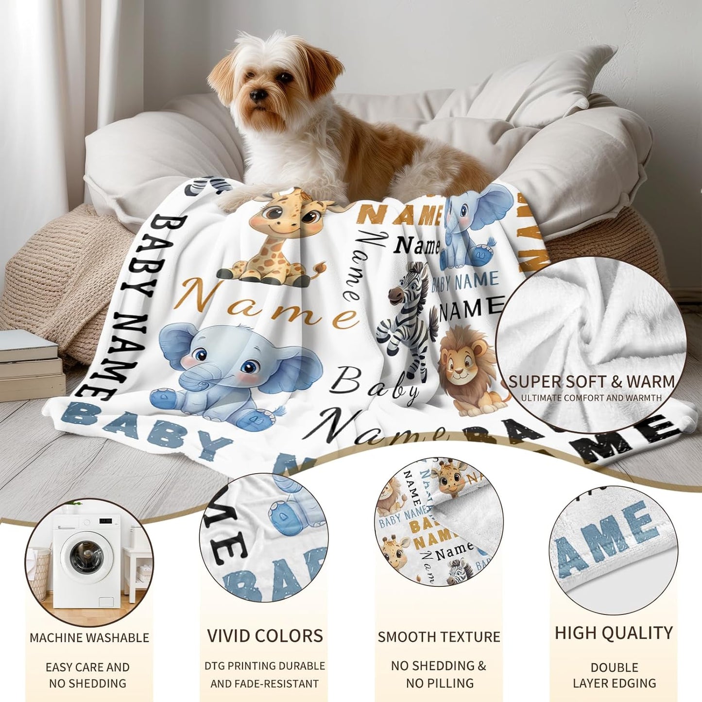 Ship Next Day, Custom Name Blanket - Printed in USA, Personalized Baby Blankets for Girls, Baby Blanket with Name, Ultra-Soft Cozy Fleece Blankets, Gifts for Boys & Girls Kids Teen Girl New Mom