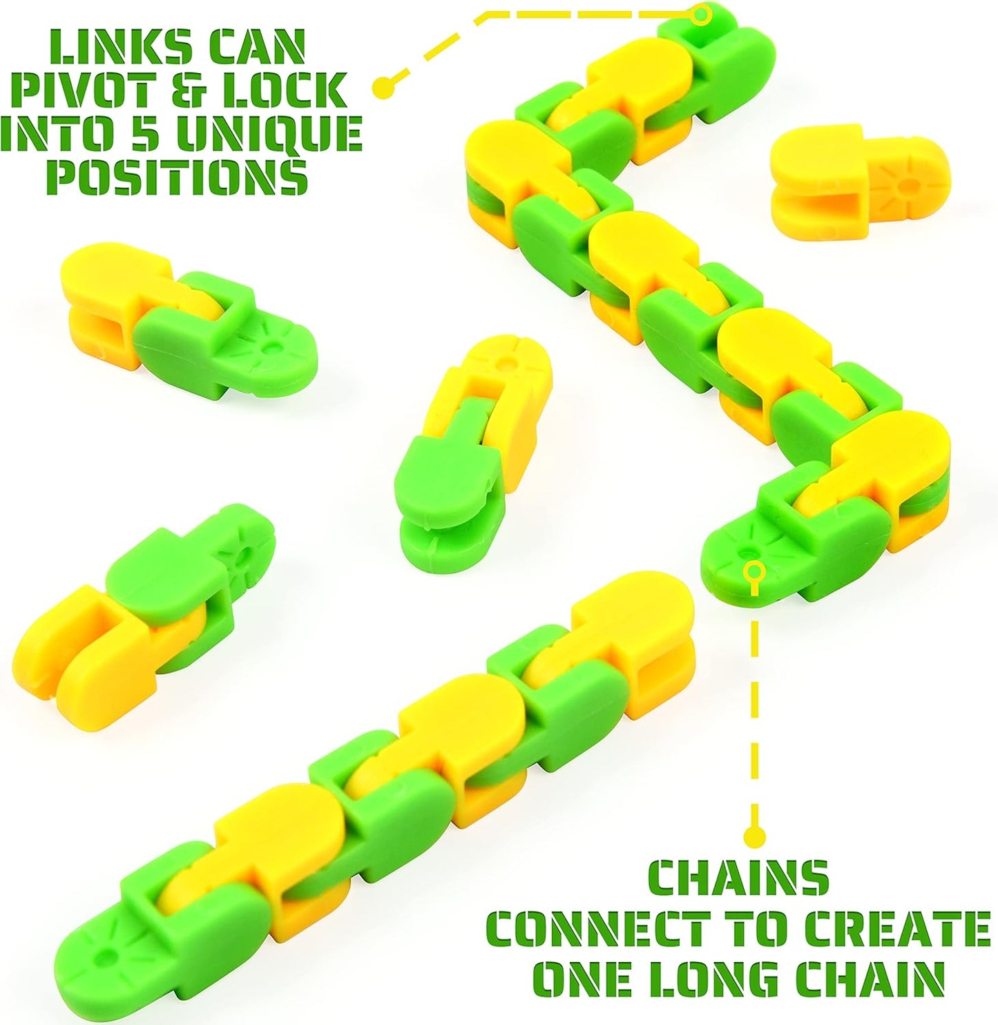 68 Pack 24 Links Wacky Tracks Snap and Click Fidget Toys,Fidget Snake Toy for Party Favors,Plastic Chains Finger Sensory Toys,Stress Relief Toys for Kids