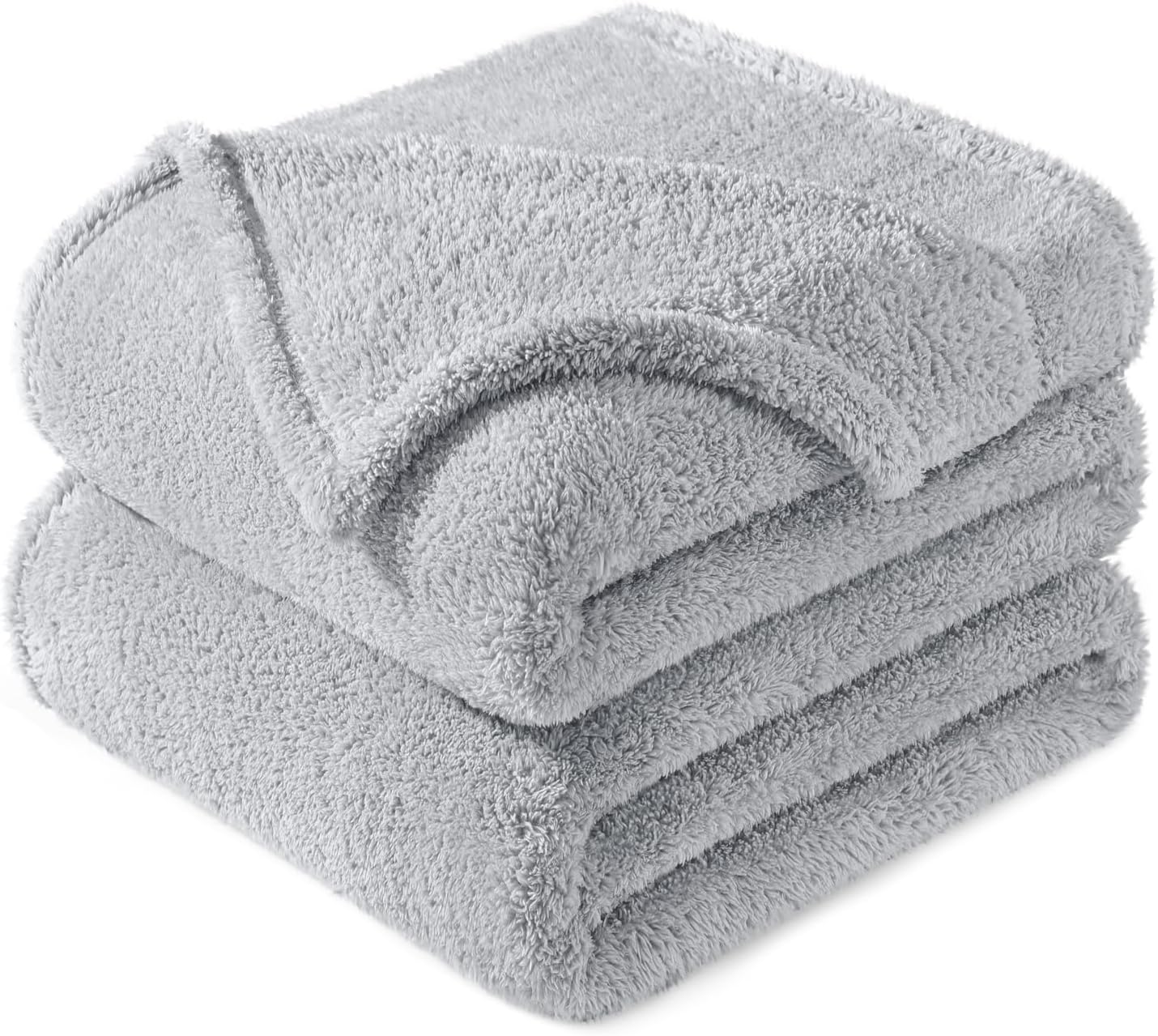Exclusivo Mezcla King Size Flannel Fleece Blanket, Super Soft Velvet Plush Bed Blanket, Fuzzy Cozy and Warm for All Seasons, 90x104 Inches, Light Grey