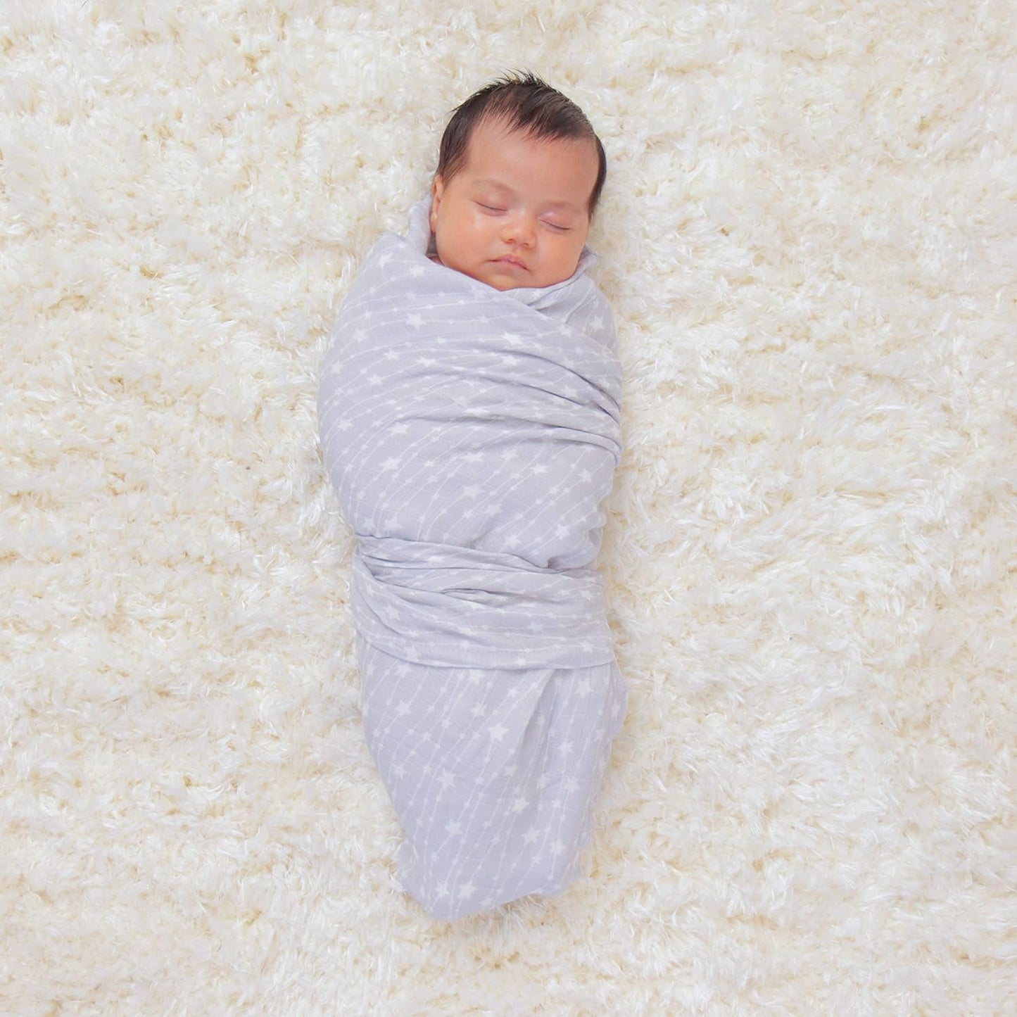 Comfy Cubs Muslin Swaddle Blankets Pack of 4, 47 x 47 Inches, Soft Cotton Baby Blanket Set, Large Multipurpose Swaddling Wraps for Newborns - Self-Soothing Swaddle - Grey