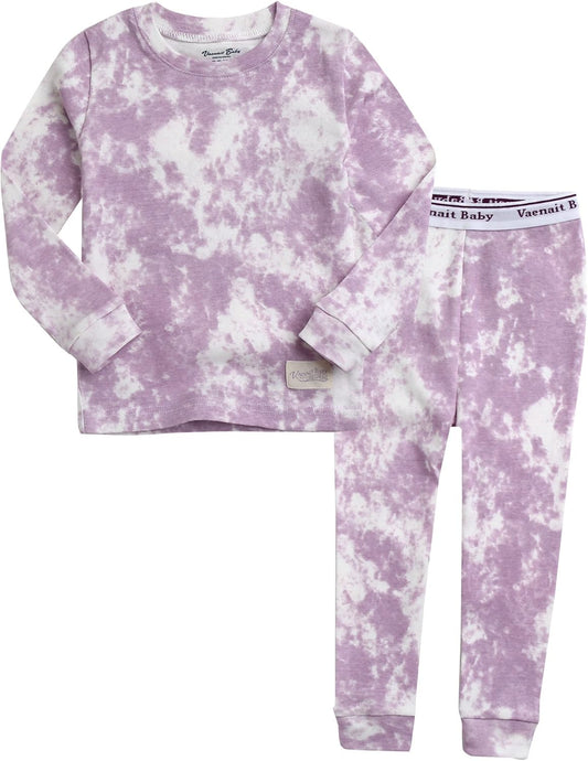 VAENAIT BABY 12M-12Y Toddler Kids Boys Girls 100% Cotton Marbling Tiedye Sung Fit Sleepwear Pajamas 2pcs Pjs Set