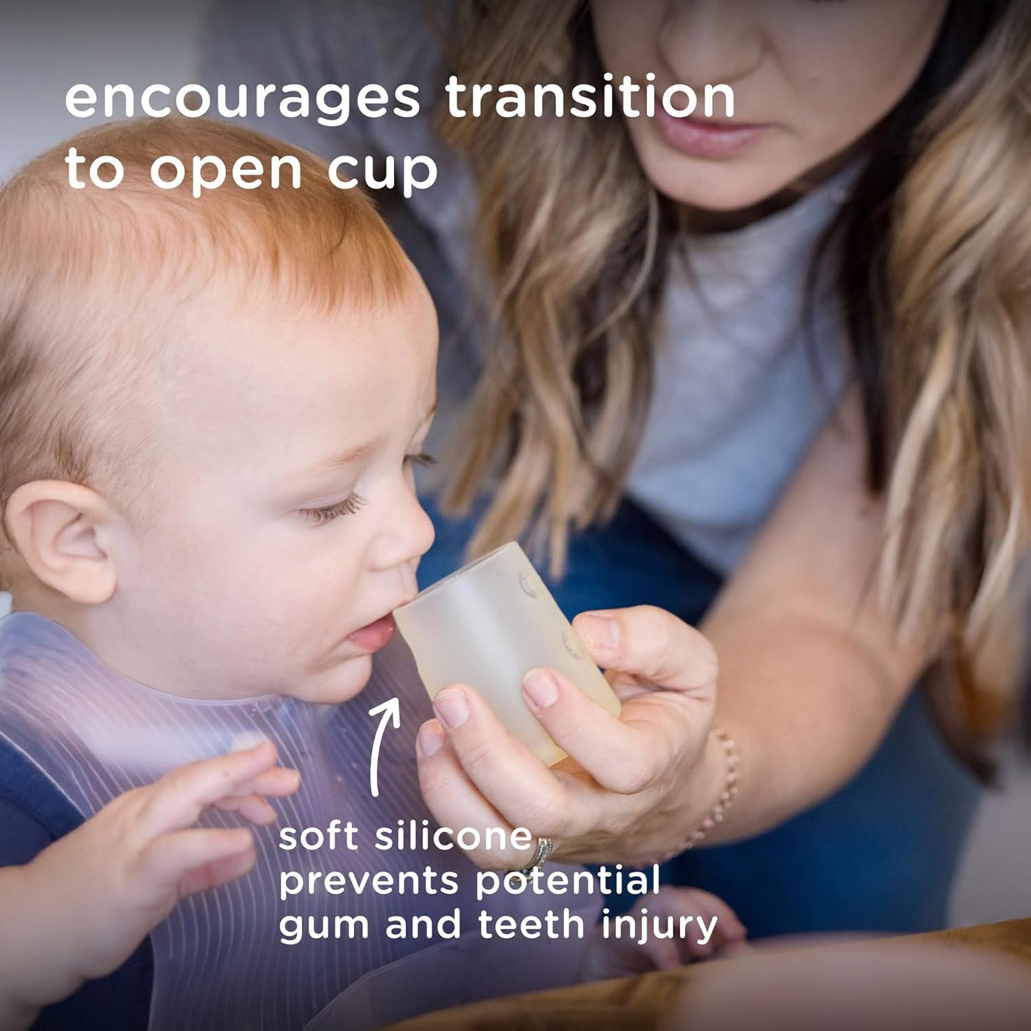 Olababy First Cup | Clear Sense 100% Silicone Infant Trainer Cup | 2oz Medicine Cup for Newborn | Non-Slip & Sloping Design for Tiny Hands & Baby Led Weaning (Coral/Lemon, 2 Cups)