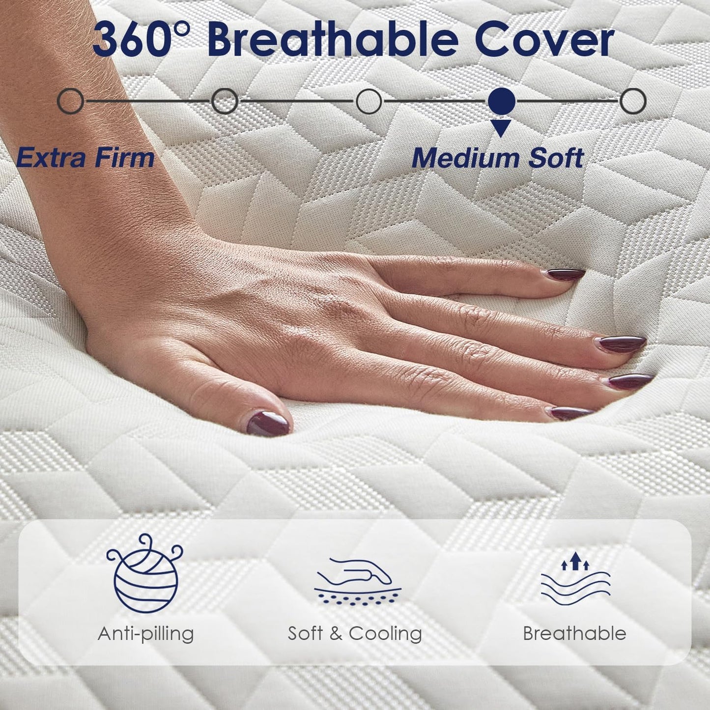 6 Inch Cooling Gel Memory Foam Twin Mattress for Kids,Mattress in a Box,Breathable Cover Gel-Infusion for Cooler Sleep,Healthy and Safe,39" X 75" X6" (White&Navy, Twin)