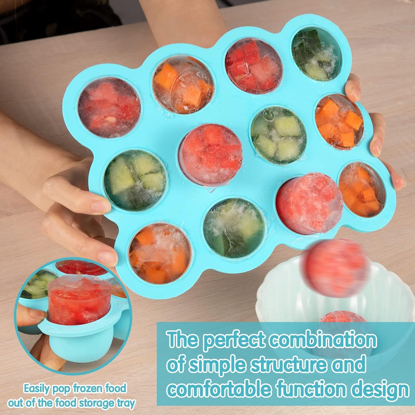 Baby Food Storage Container - 12 x 1.5OZ Freezer Tray With Cover, Food Grade Silicone Container for Homemade Baby Food, Vegetables
