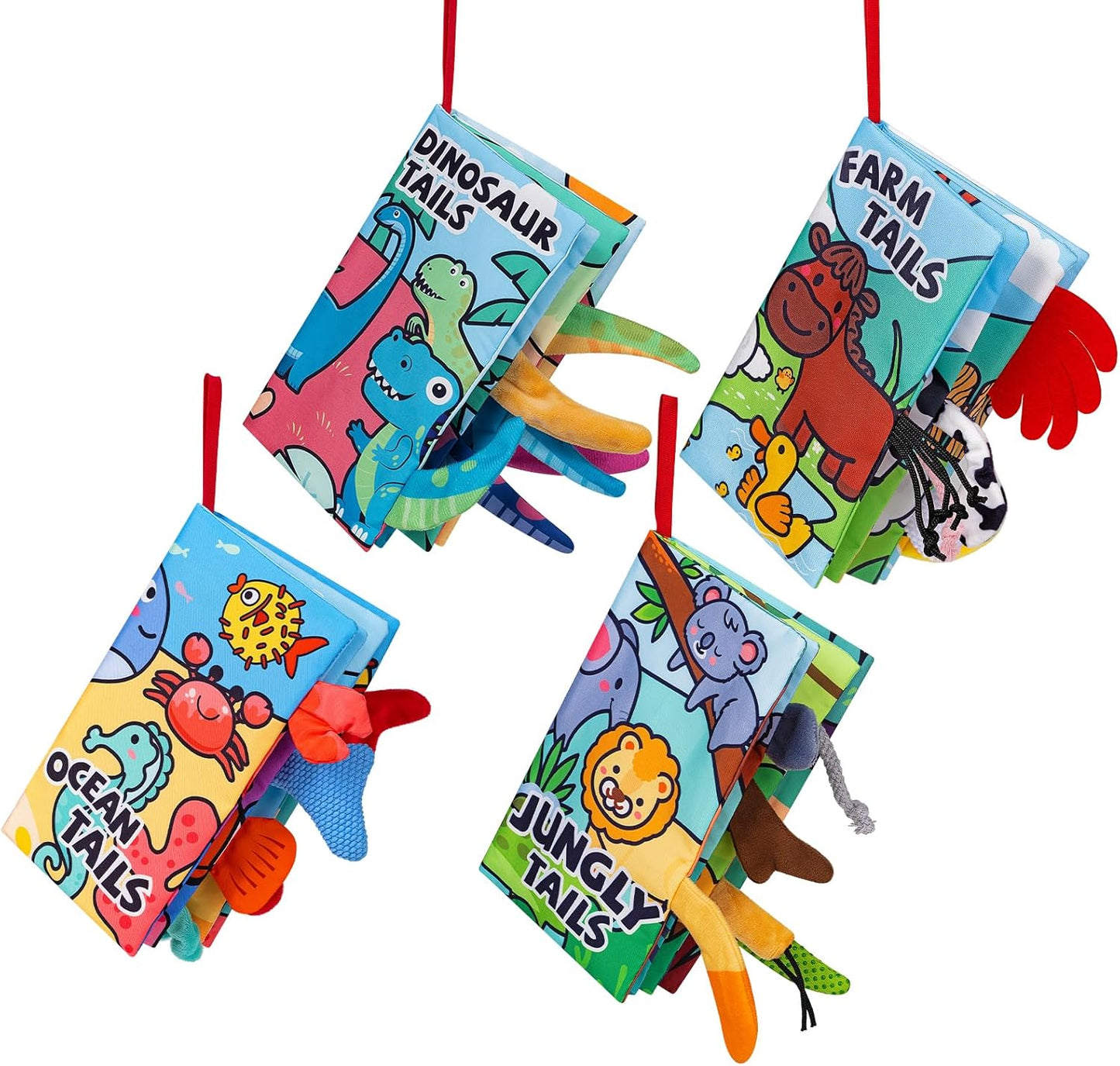 4 Pack Baby Books 0-6 Months, 4PCS Crinkle Books for Babies, Touch and Feel Sensory Books for Babies, Infant Toys 0-6 Months, Soft Fabric Toy Shower Gift, Baby Crinkle Book - 4 Pack Blue