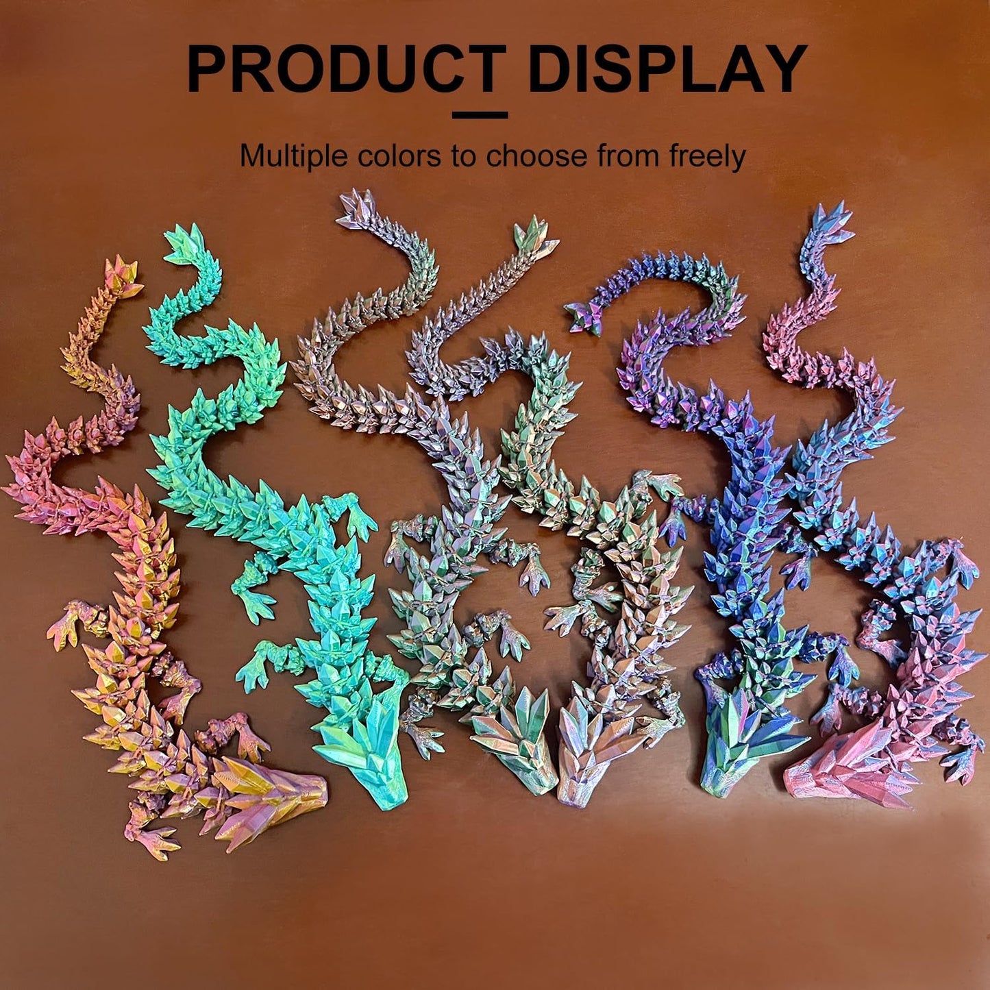 Dragon Eggs with Dragon Inside, 16.5 Inch Large 3D Printed Dragon Egg Articulated Dragon Crystal Dragon Executive Desk Toys Fidget Toy for Autism/ADHD (Gold Rose Red, only Dragon)