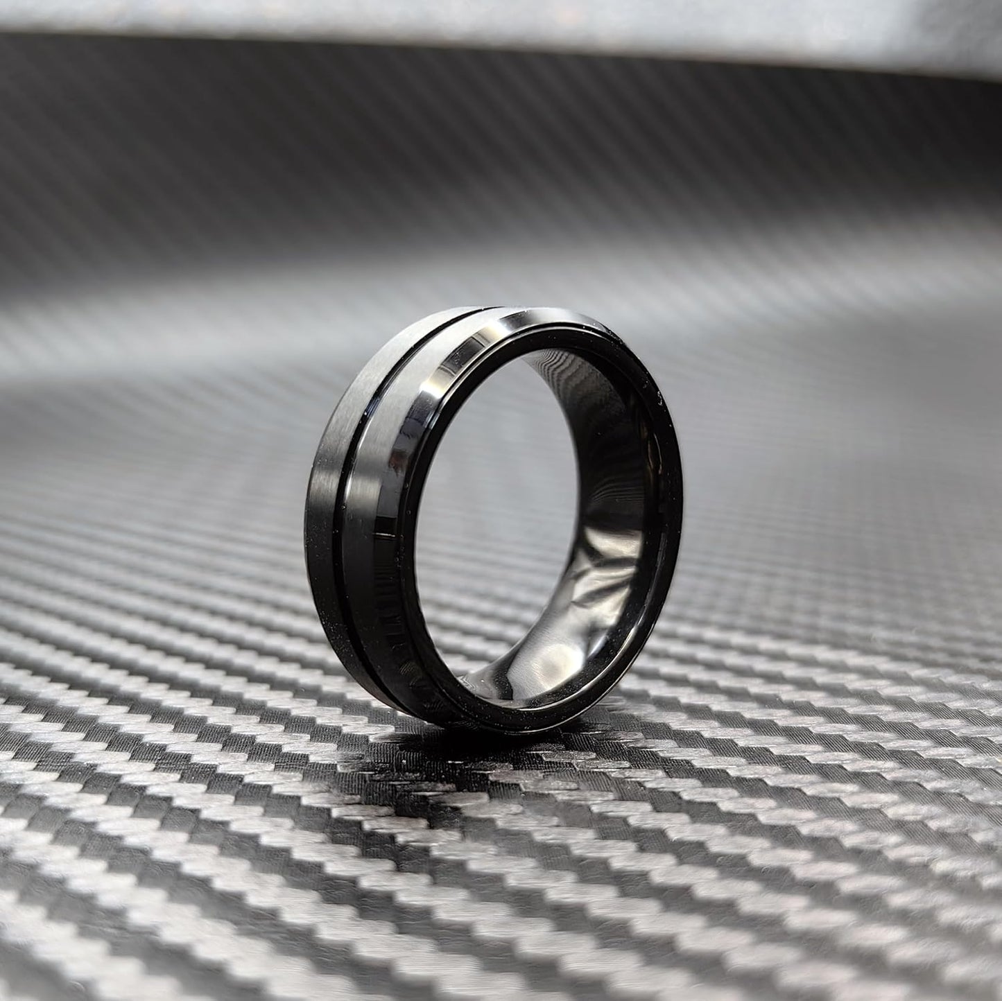 EDC Fidget Slider Fidget Toy Adult Stress Relief Metal Ratchet Ring Jewelry ADHD Recreational Fidget Toy Tactile Coin (Black, 8)