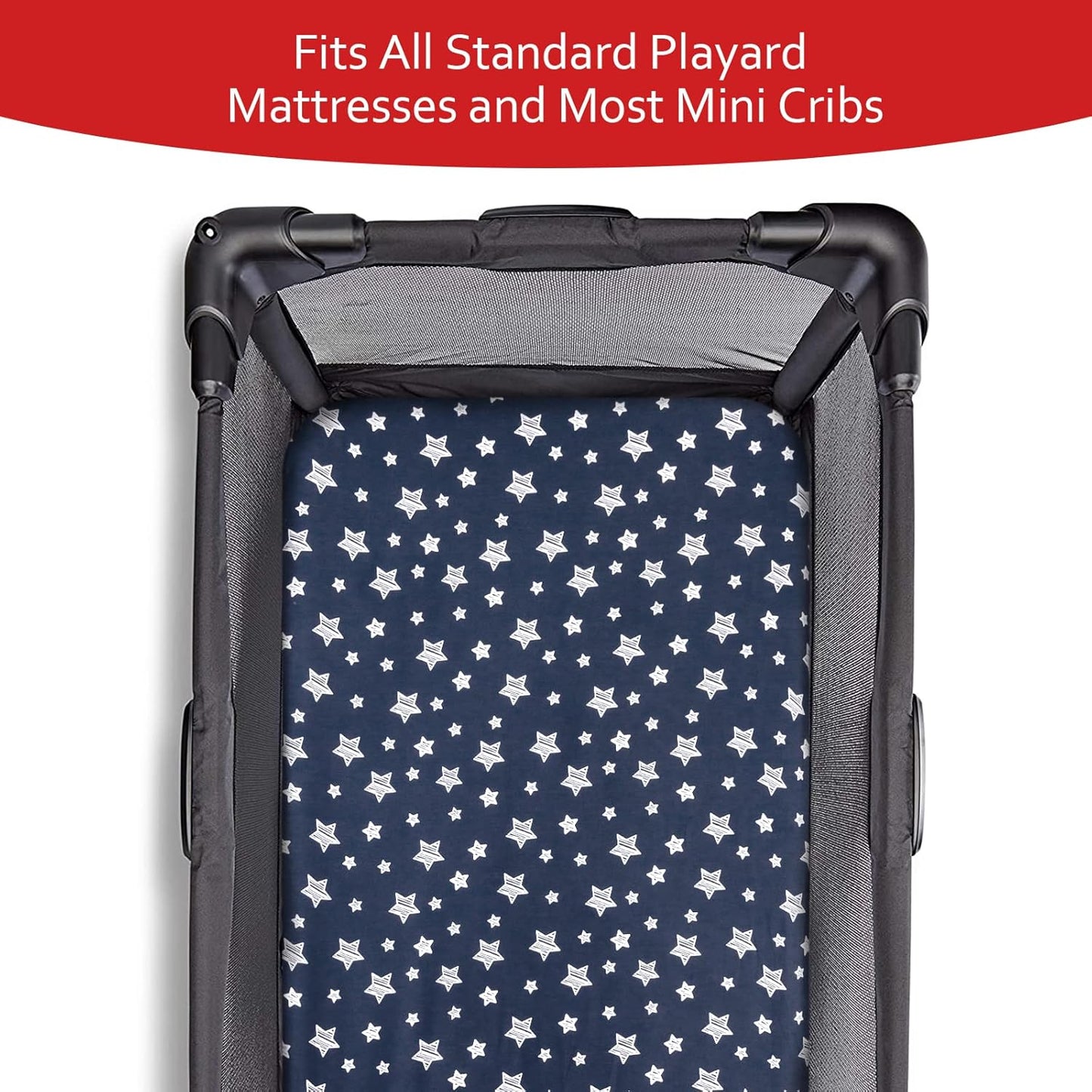 Pack and Play Sheets & Waterproof Terry Pack N Play Mattress Protector Pad Cover 4 Pack, Viscose Terry Pack N Play Sheets Set, Grey & Navy