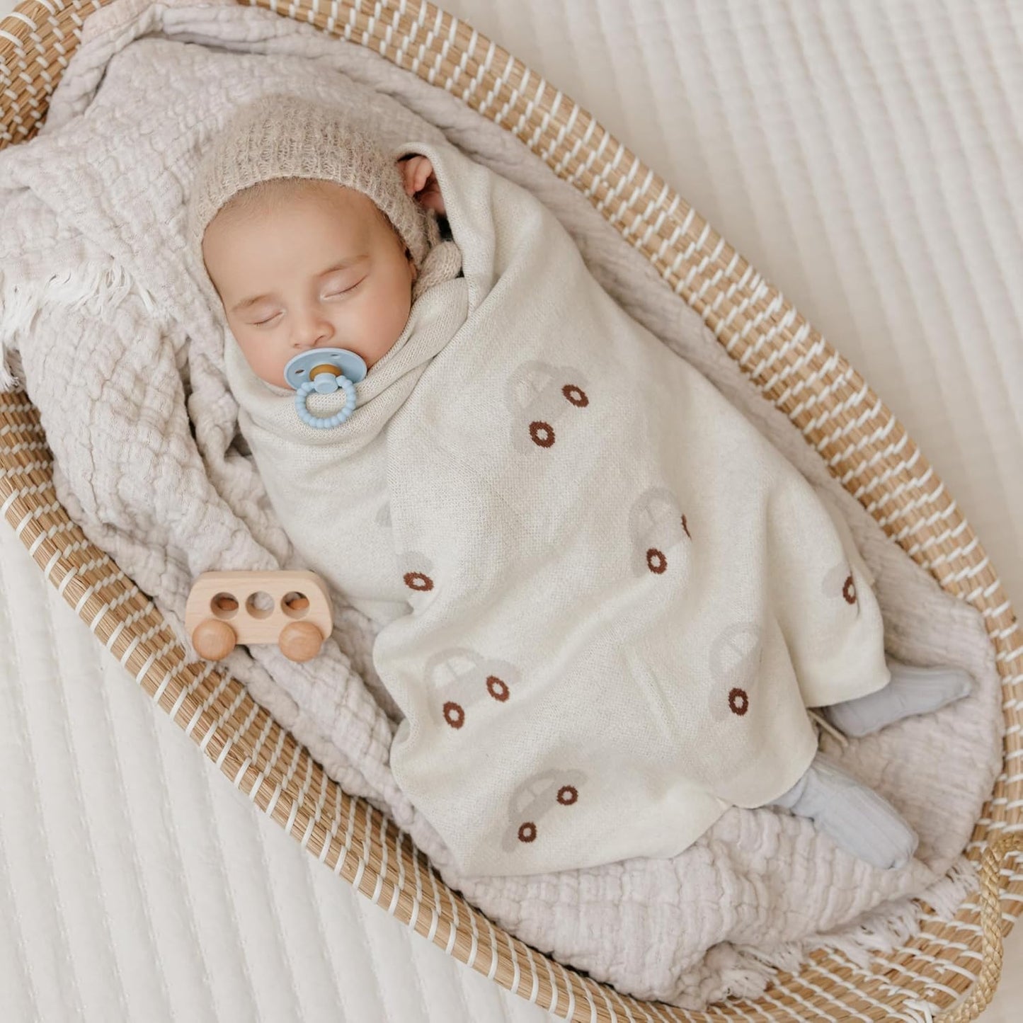 Baby Blanket for Boys 100% Cotton Buttery Soft Cozy Receiving Swaddle Crib Stroller Blanket for Shower Gift Registry for Newborns, Infants, Toddlers (Cars - Baby Blue)