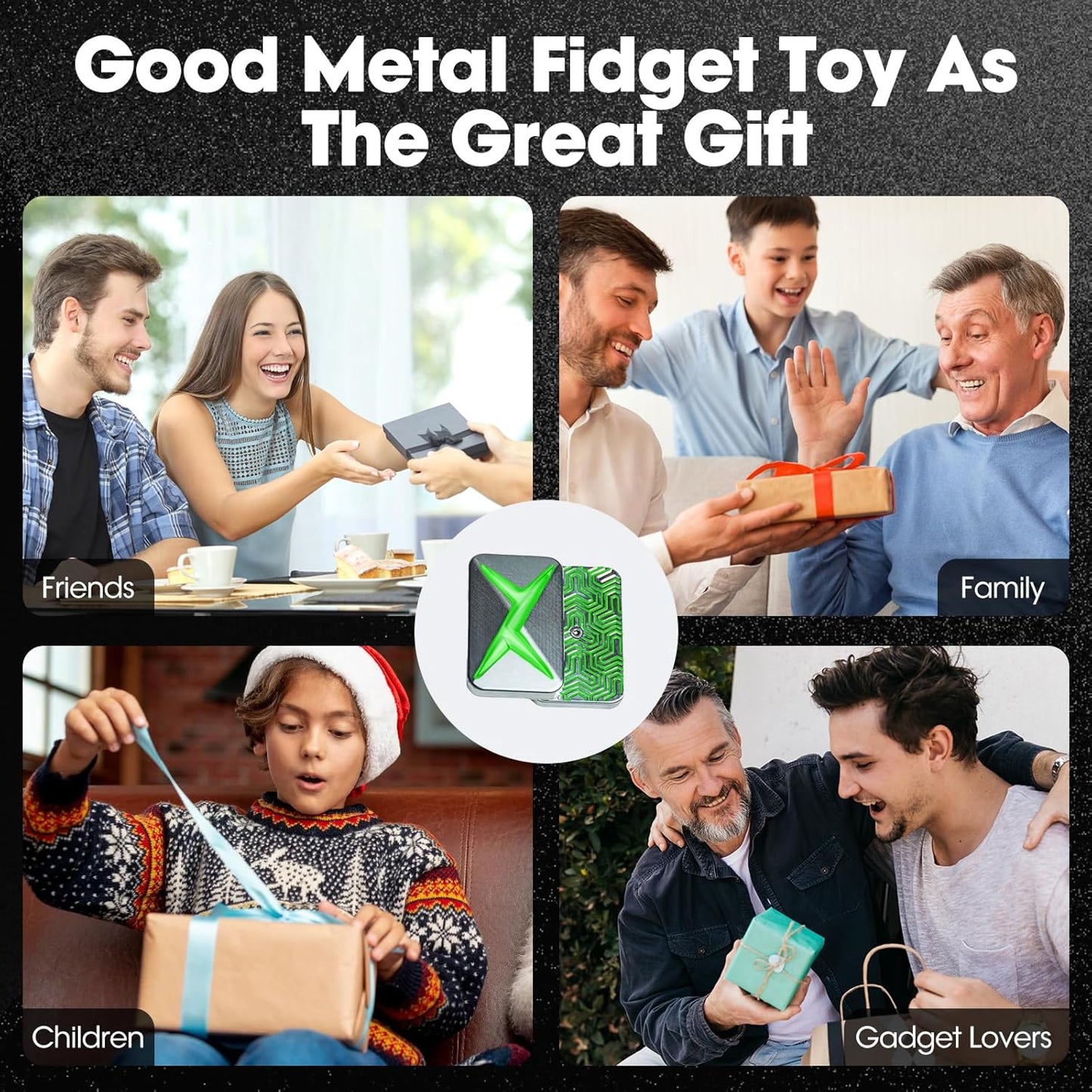 Infinite Lightning Fidget Slider Luminous Metal Magnetic Fidget Toys Adults for Stress Relief (Greenlight)