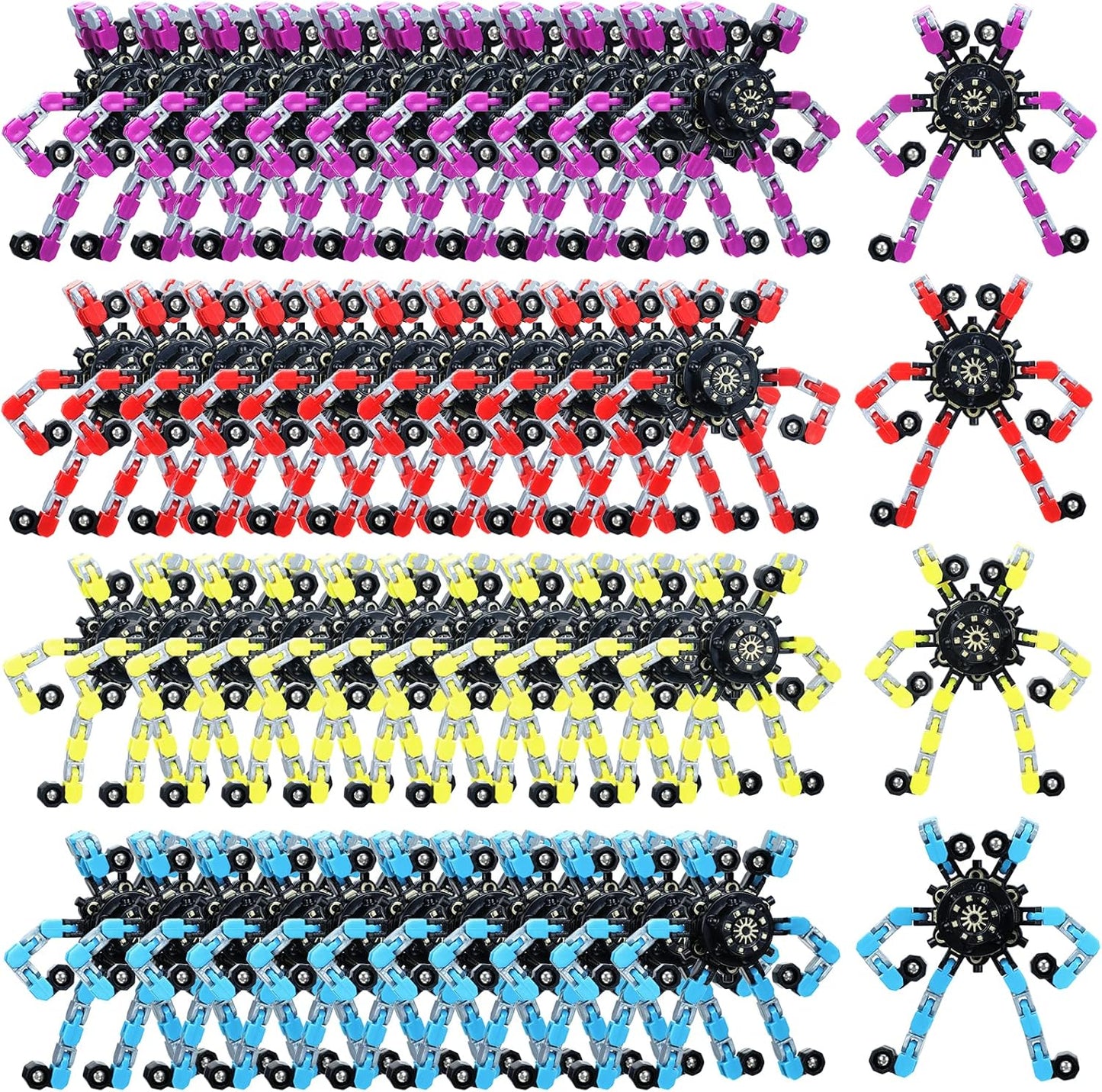Zhanmai Transformable Fidget Spinners Fidget Toys for Kids and Adults Stress Relief Sensory Toys Transformable Chain Robot Fingertip Gyros for ADHD Autism for Kids Gifts(48 Pack)