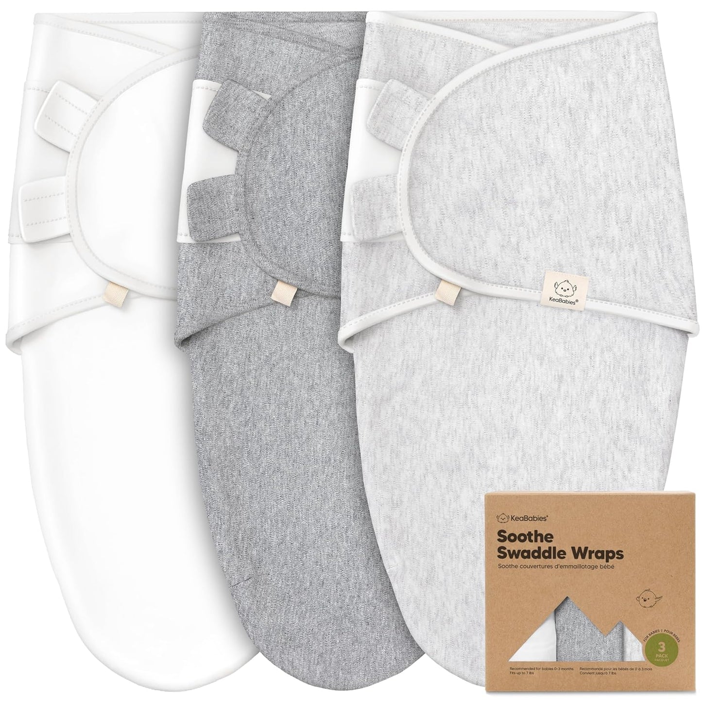 3-Pack Organic Baby Swaddle Sleep Sacks - Swaddles for Newborns, Infant 0-3 Months, Baby Girls, Boys, Soft & Snug Newborn Sleep Sack, Nursery Swaddling Blankets (Cloud, XS)