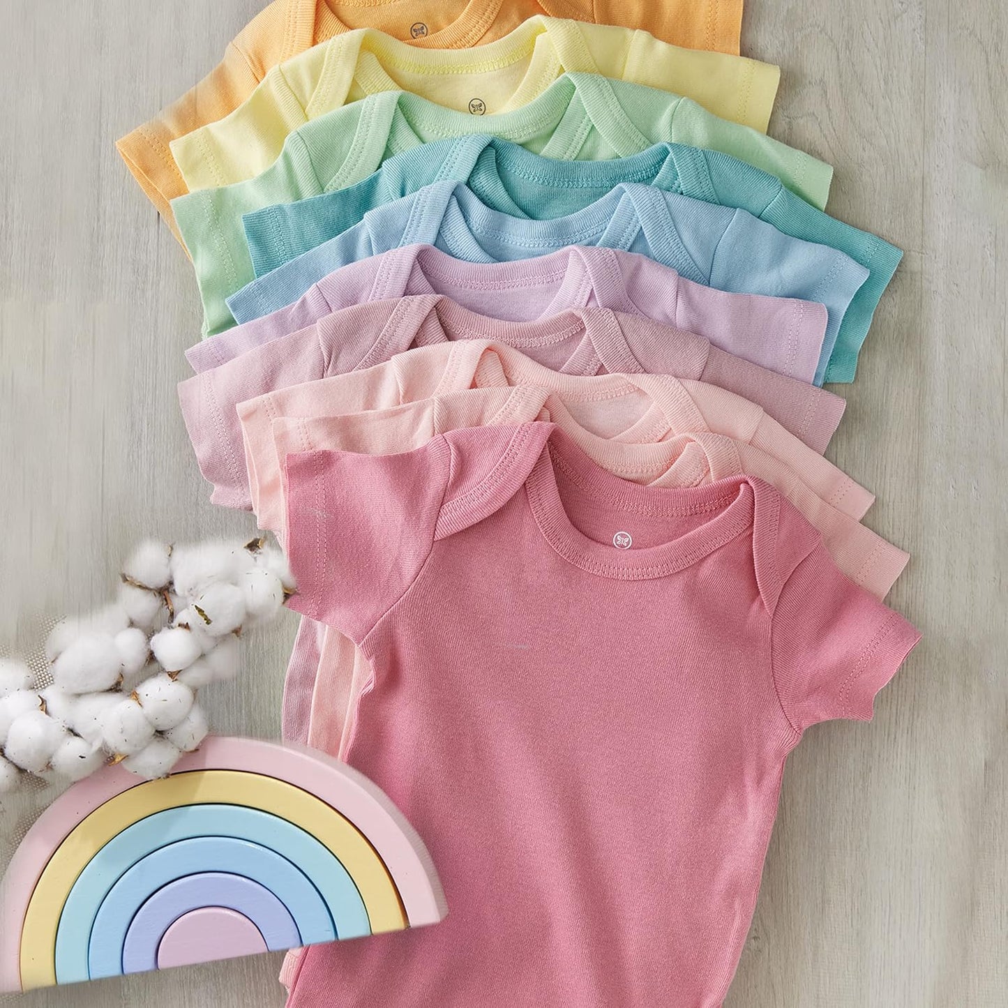 HonestBaby unisex-baby 10-pack Short Sleeve Bodysuits One-piece 100% Organic Cotton for Infant Baby Boys, Girls