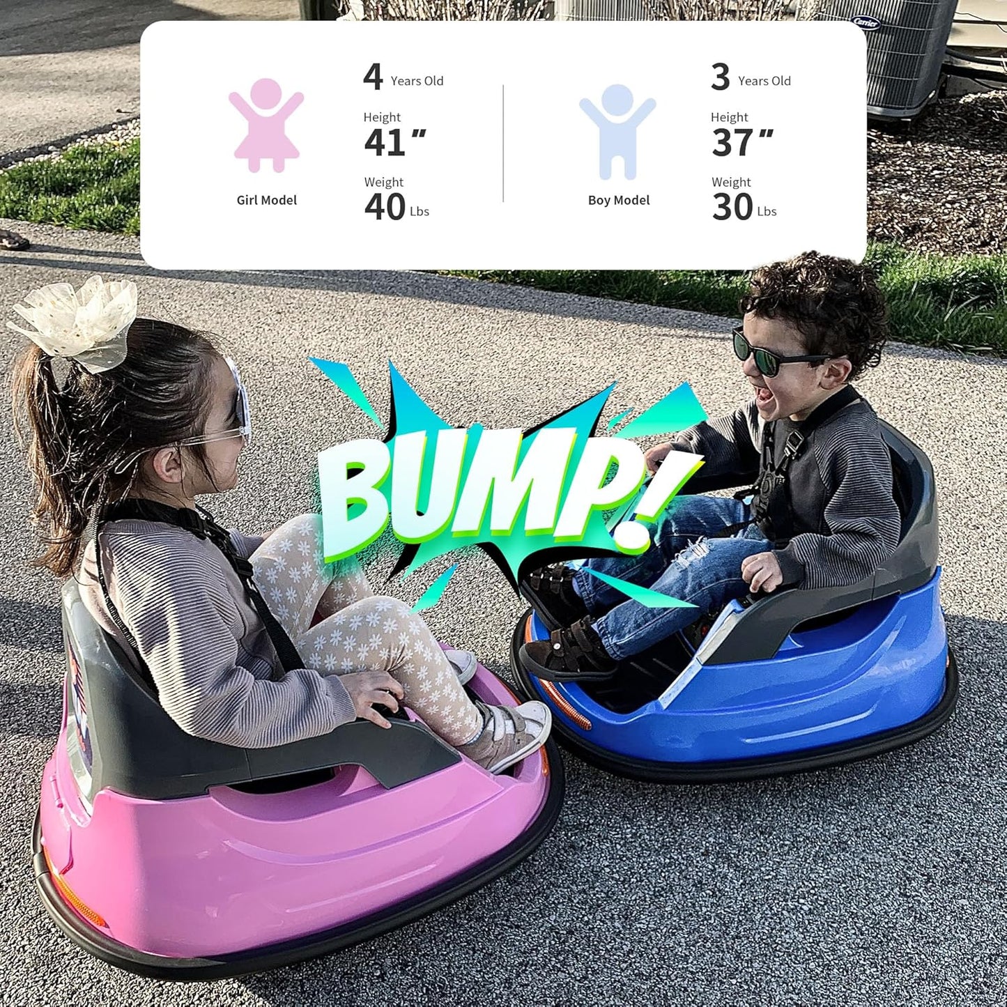 Baby Bumper Car, 6V Electric Kids Bumper Car for Toddlers with Remote Control, Bluetooth - Baby Pink