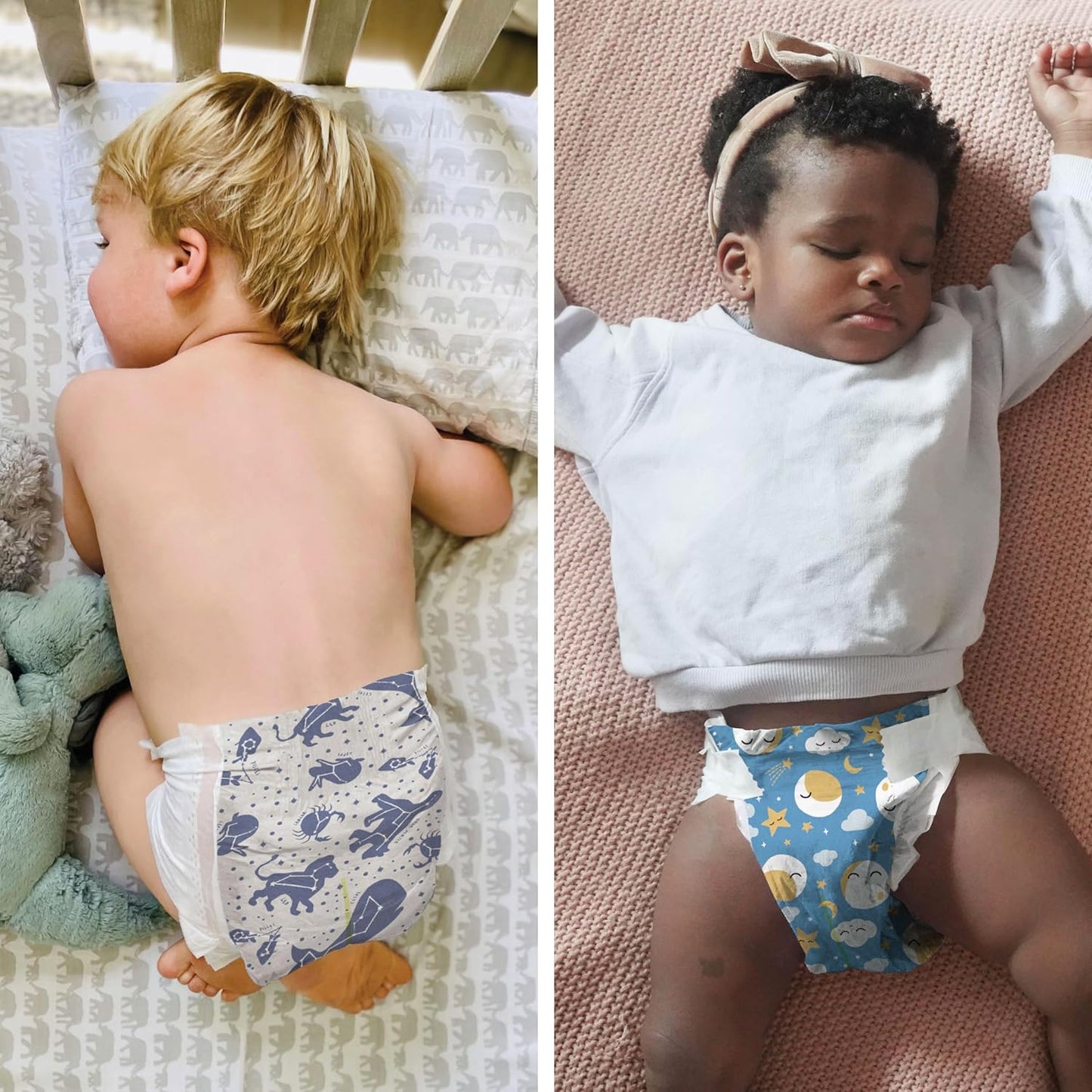 The Honest Company Clean Conscious Overnight Diapers for Sensitive Skin | Hypoallergenic, Fragrance Free | Cozy Cloud + Star Signs | Club Box, Size 4 (22-37 lbs), 48 Count