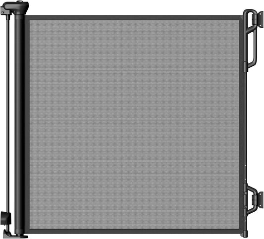 Retractable Safety Baby Gate or Mesh Dog Gate,Durable Portable Mesh Retractable Gate,Easy to Use for Stairs, Doorways, Hallways, Indoor, Outdoor, 33.5" Tall, Up to 65" Wide, Black
