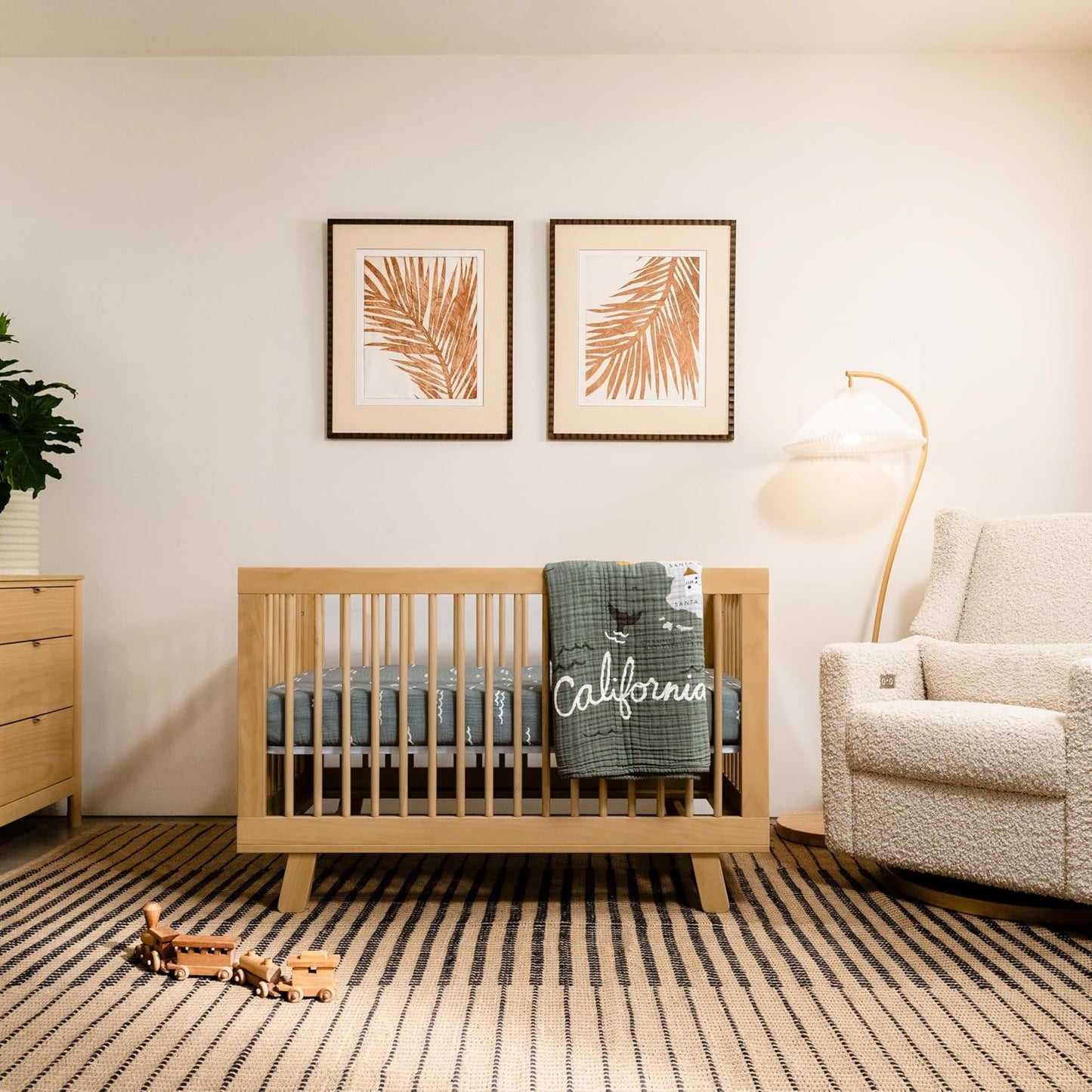 babyletto Hudson 3-in-1 Convertible Baby Crib with Wooden Toddler Bed & Daybed Conversion - Easy to Assemble & GREENGUARD Gold Certified - 4 Adjustable Mattress Heights - Honey
