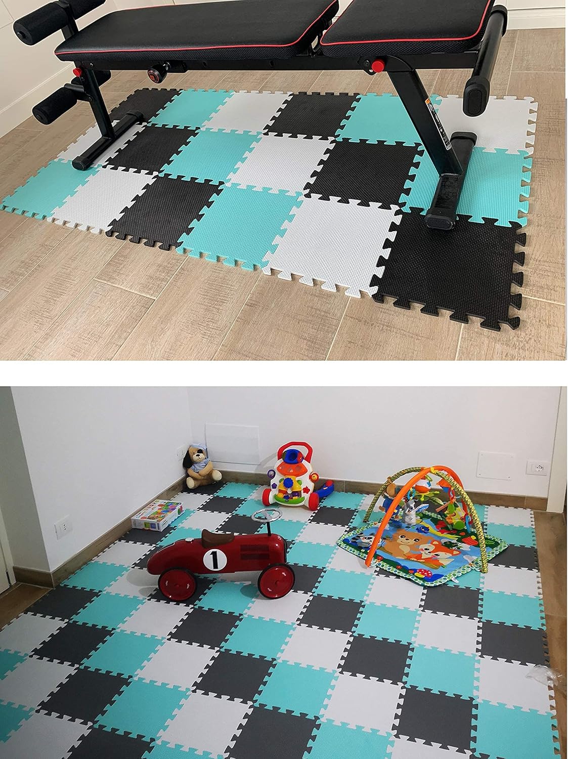 MQIAOHAM® 25 Pieces Puzzle Play Mats, Soft Baby Play Mat, Kids Interlocking Foam Floor Tiles, Toddlers Carpet Playmats G301025-107112