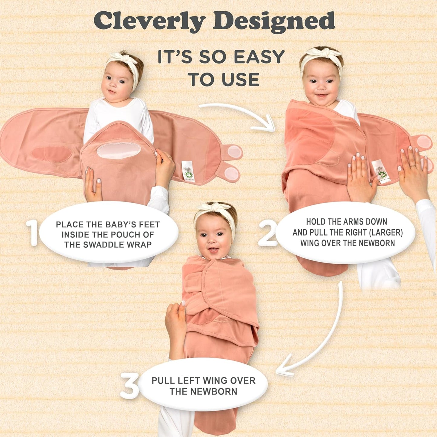 Bublo Baby Swaddles for Newborns – 3-Pack Infant Swaddles 0-3 Months – Adjustable Swaddle Sleep Sack – Soft Organic Cotton Baby Wrap for Safe & Cozy Sleep (Maroon)