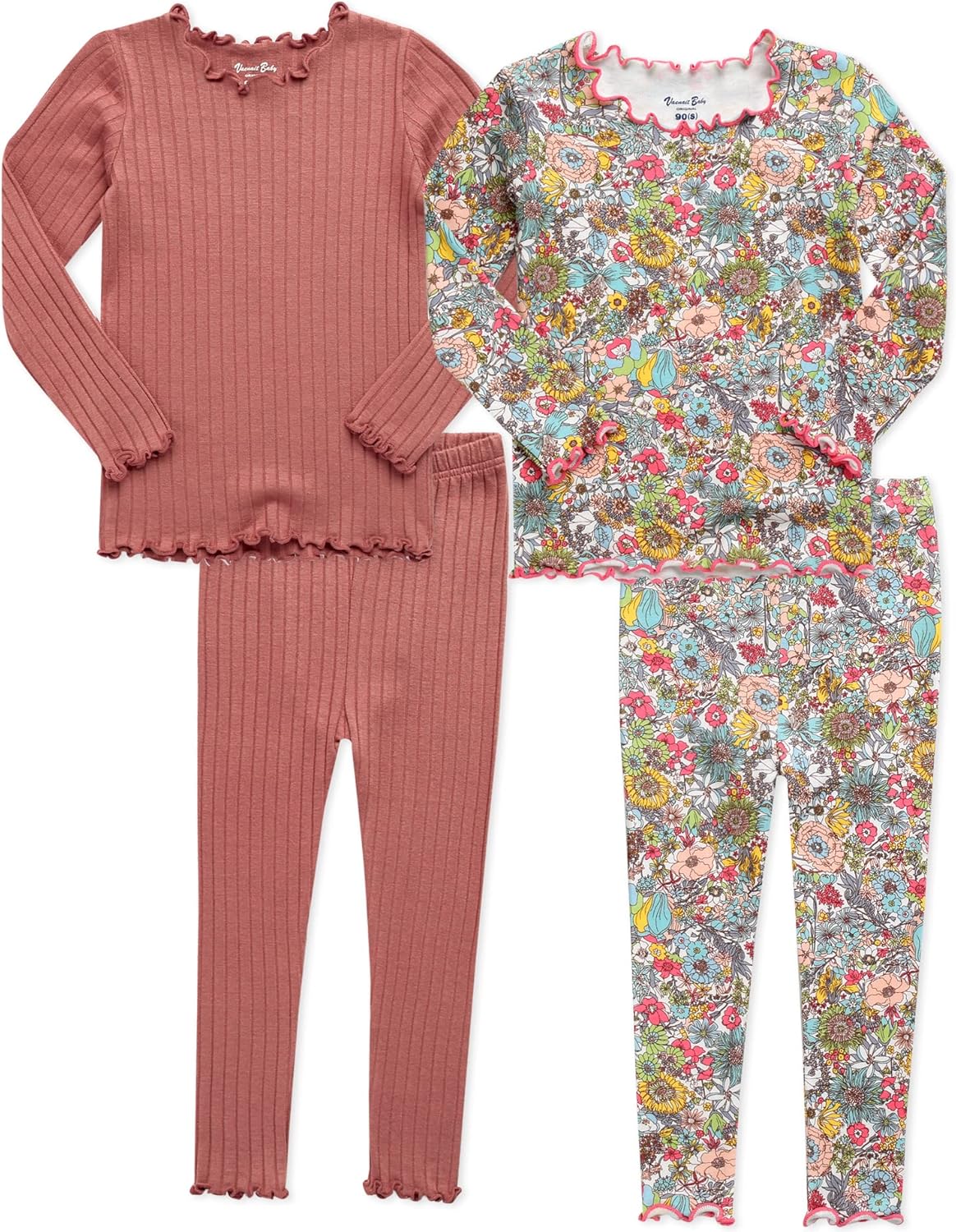 VAENAIT 6M-12Y Toddler Kids Girls Boys Soft Comfy Modal Tencel Solid Raglan Sleepwear Pajamas Pjs 2pcs/4pcs Set