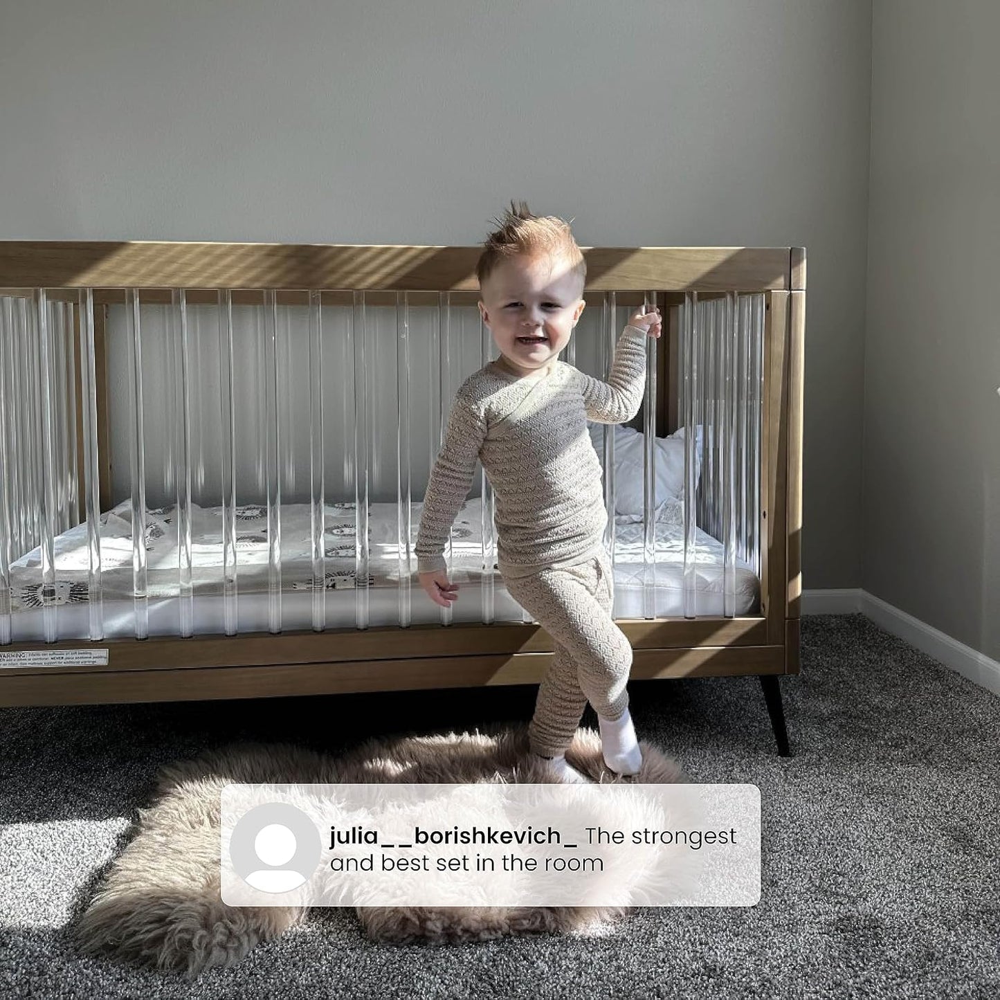 Delta Children Sloane 4-in-1 Acrylic Convertible Crib - Greenguard Gold Certified, Acorn/Matte Black