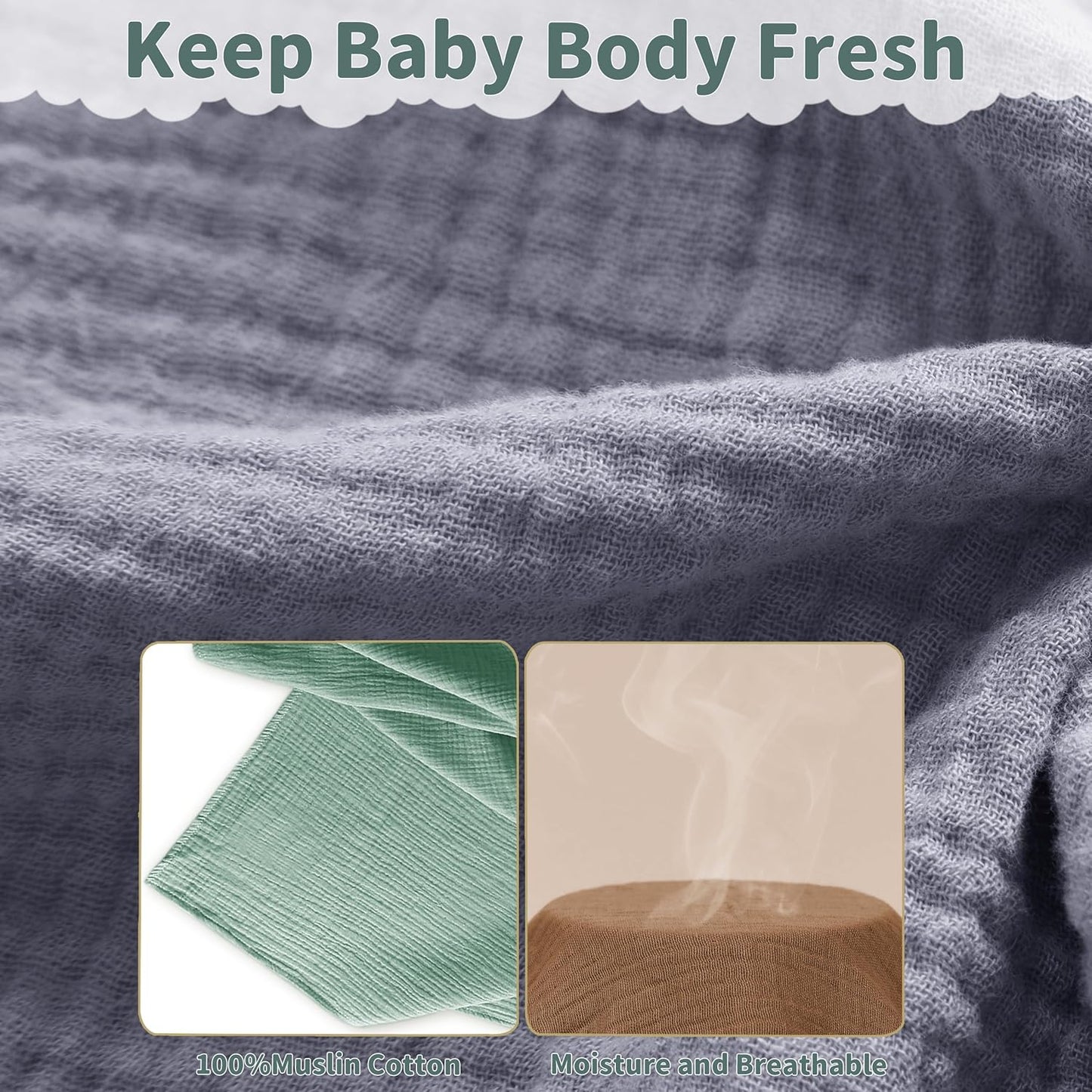 Muslin Swaddle Blankets for Newborn, 2 Pack Breathable Soft Receiving Blanket, Large 41 x 41 inches Swaddle Wrap Burping Clothes, Essentials Infant Shower Items. (Gray & Coffee)