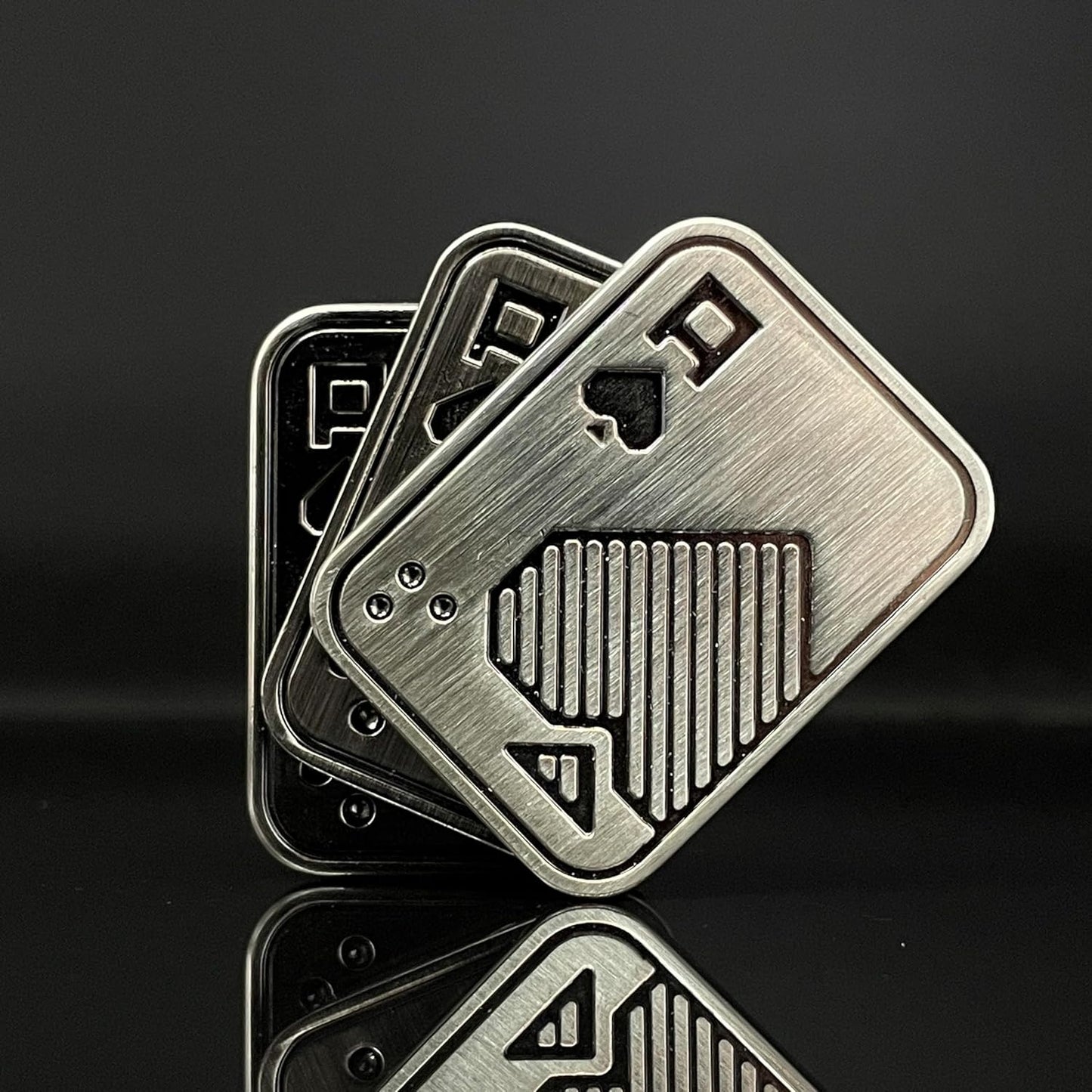 Metal Poker Fidget Slider EDC Adult Fidget Toys ADHD Tool Anxiety Stress Relief Toys Office Desk Toys Gifts for Boyfriend and Father (Three Layer AAA)