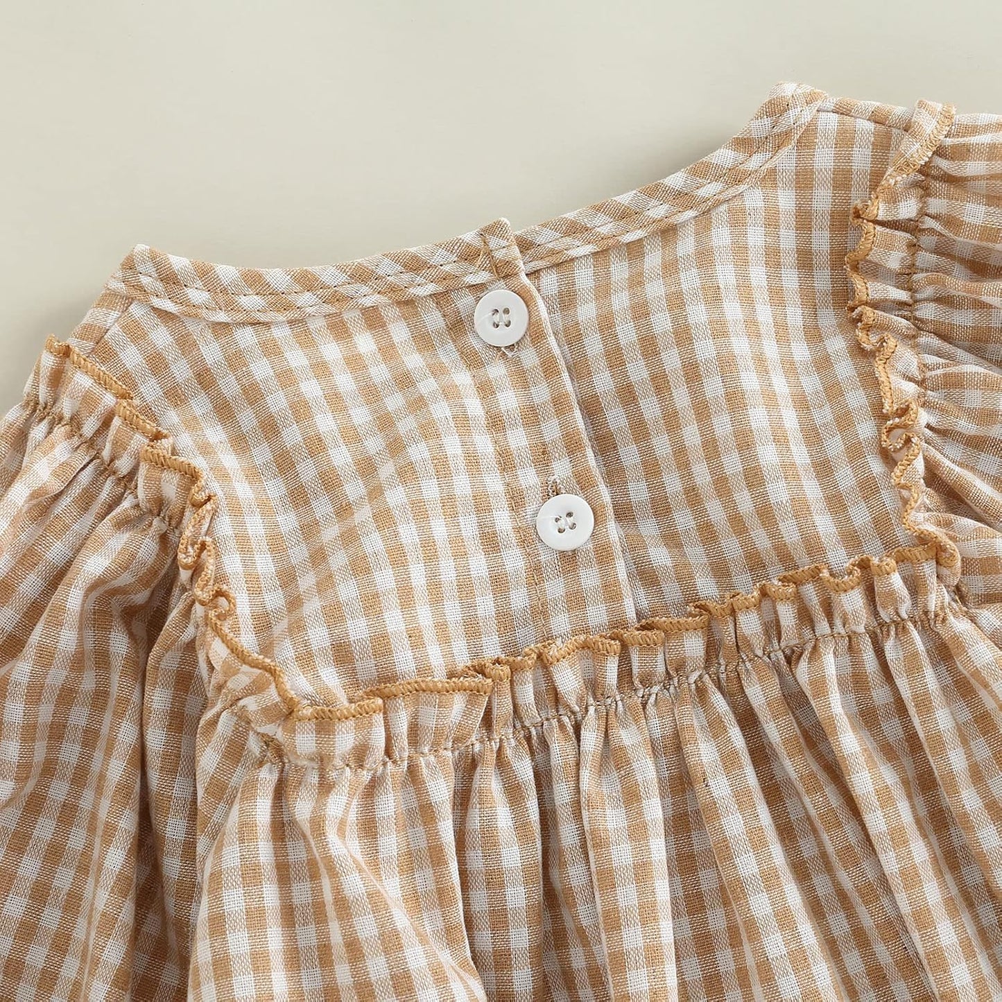 Douhoow Infant Baby Girl Plaid Romper Baby Sweatshirt Romper Ruffle Festival Clothes Fall Winter Outfits with Headband