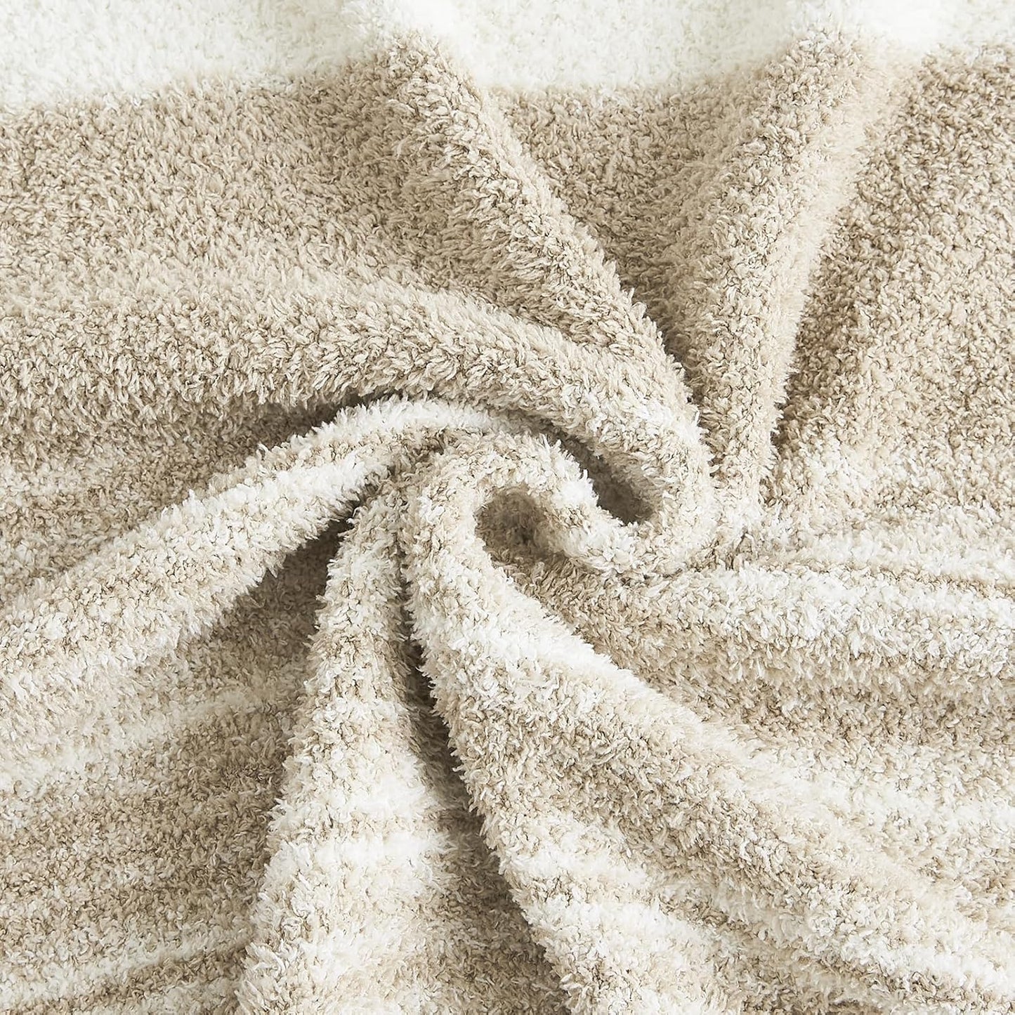 WRENGONGE Khaki Throw Blanket, 60x80 Soft Cozy Striped Throw Blankets for Couch, Sofa, Bed, Travel, Lightweight Fluffy Warm Plush Decorative Blankets for Women, Men,Kids Gift