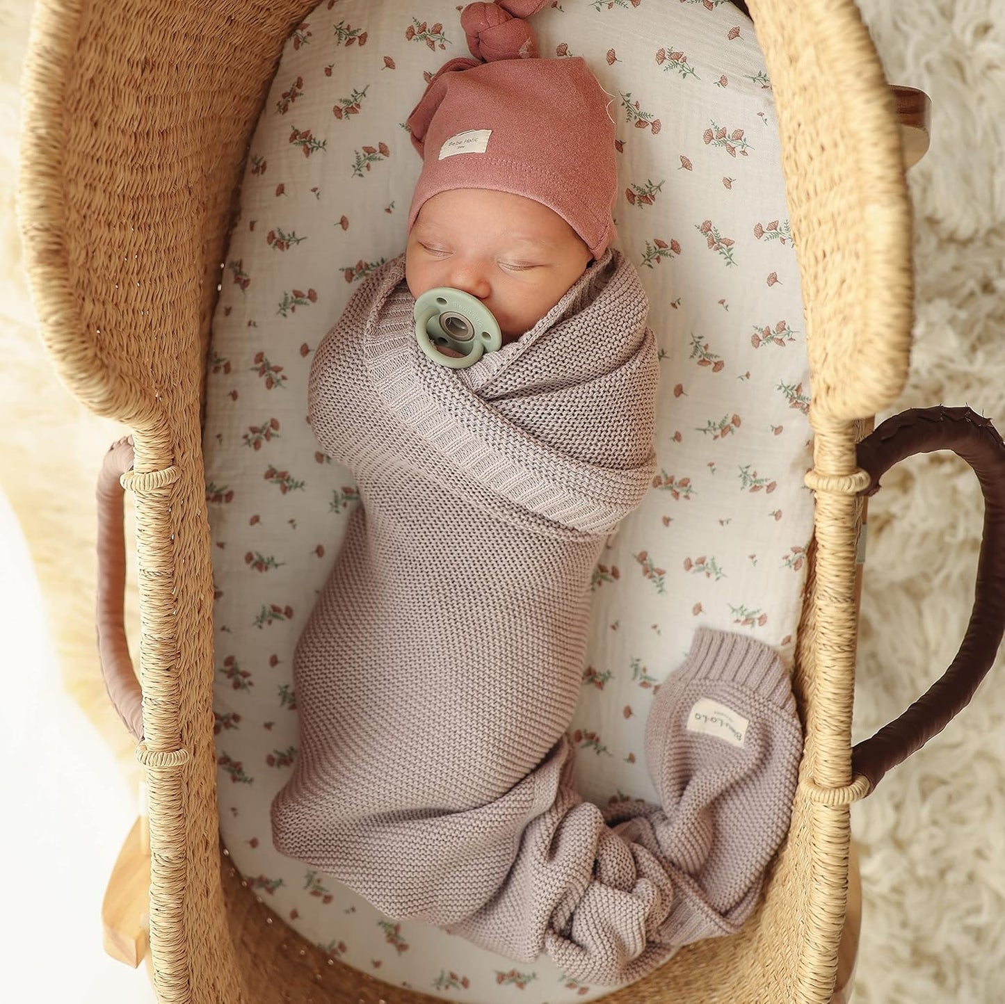 Signature Knit Organic Swaddle Blanket for Girls - 100% Soft Luxury Cotton Knit Receving Swaddler - Warm Cozy Crib Swaddling Blanket for Newborns Infants & Toddler (0-2Yrs - Dreamy Lilac)