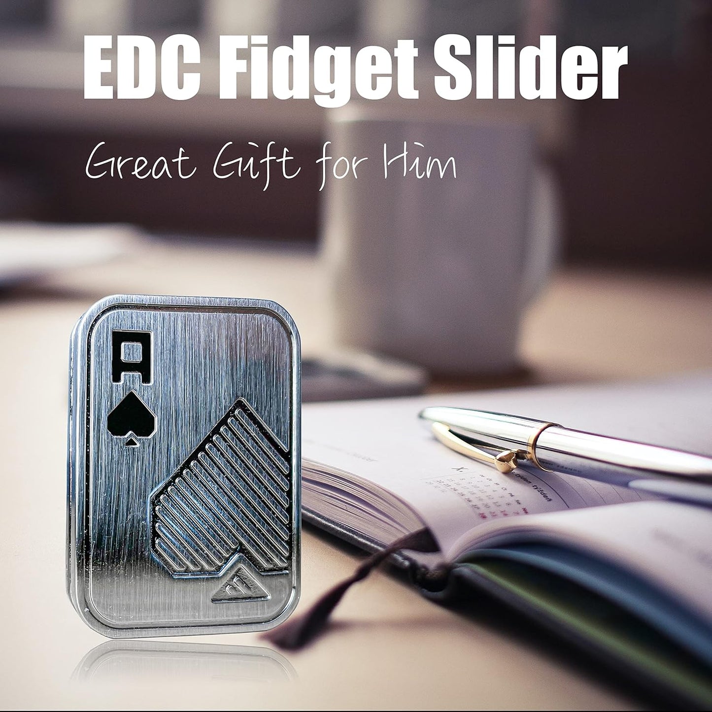 New Decompression Metal Poker Fidget_Slider，Manually Rotate Adult Office Decompression Toys to Relieve Pressure, Tabletop Toys for Adults, （AA）