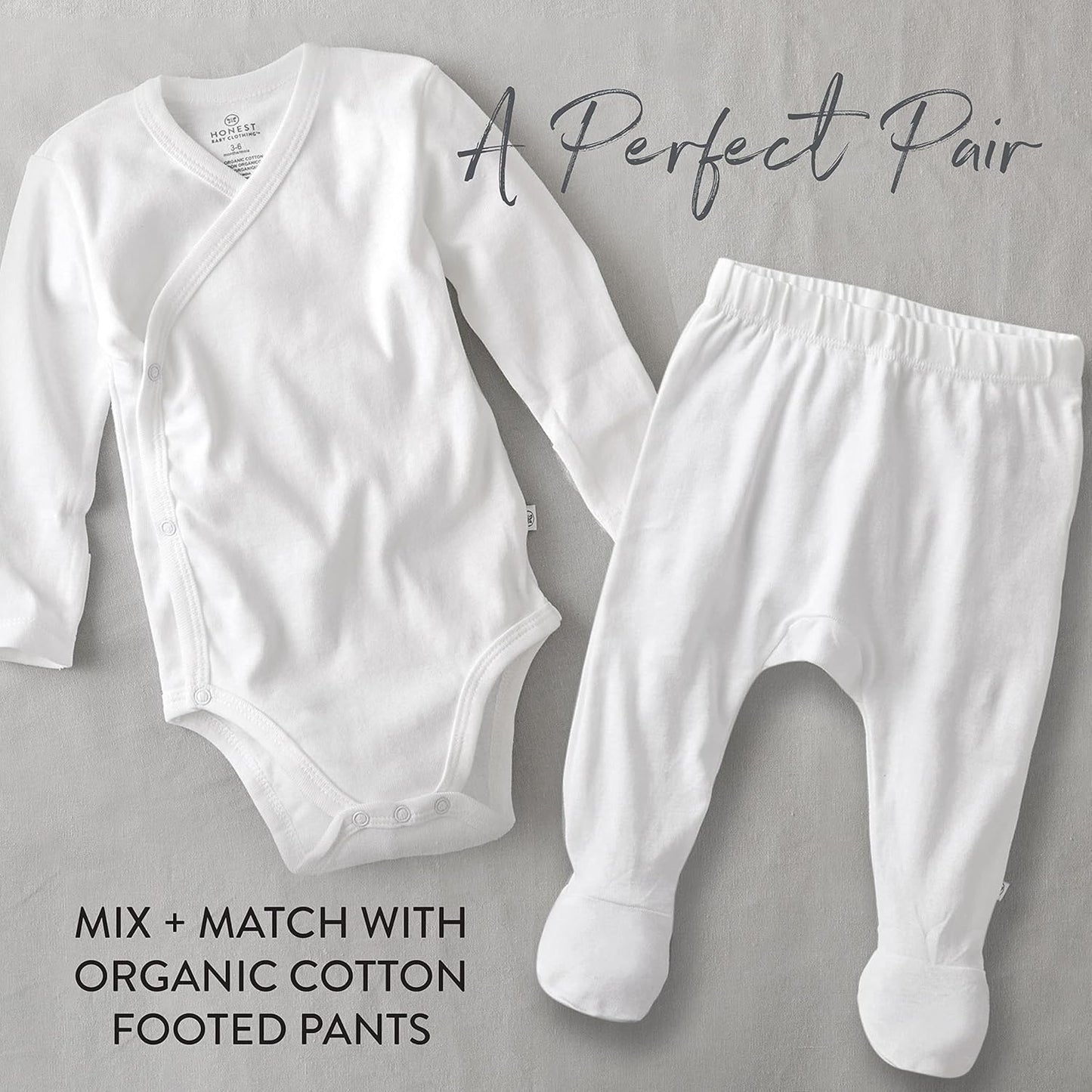 HonestBaby unisex-baby 3-pack Long Sleeve Side-snap Kimono Bodysuits Organic Cotton for Infant Baby Boys, Girls, Unisex