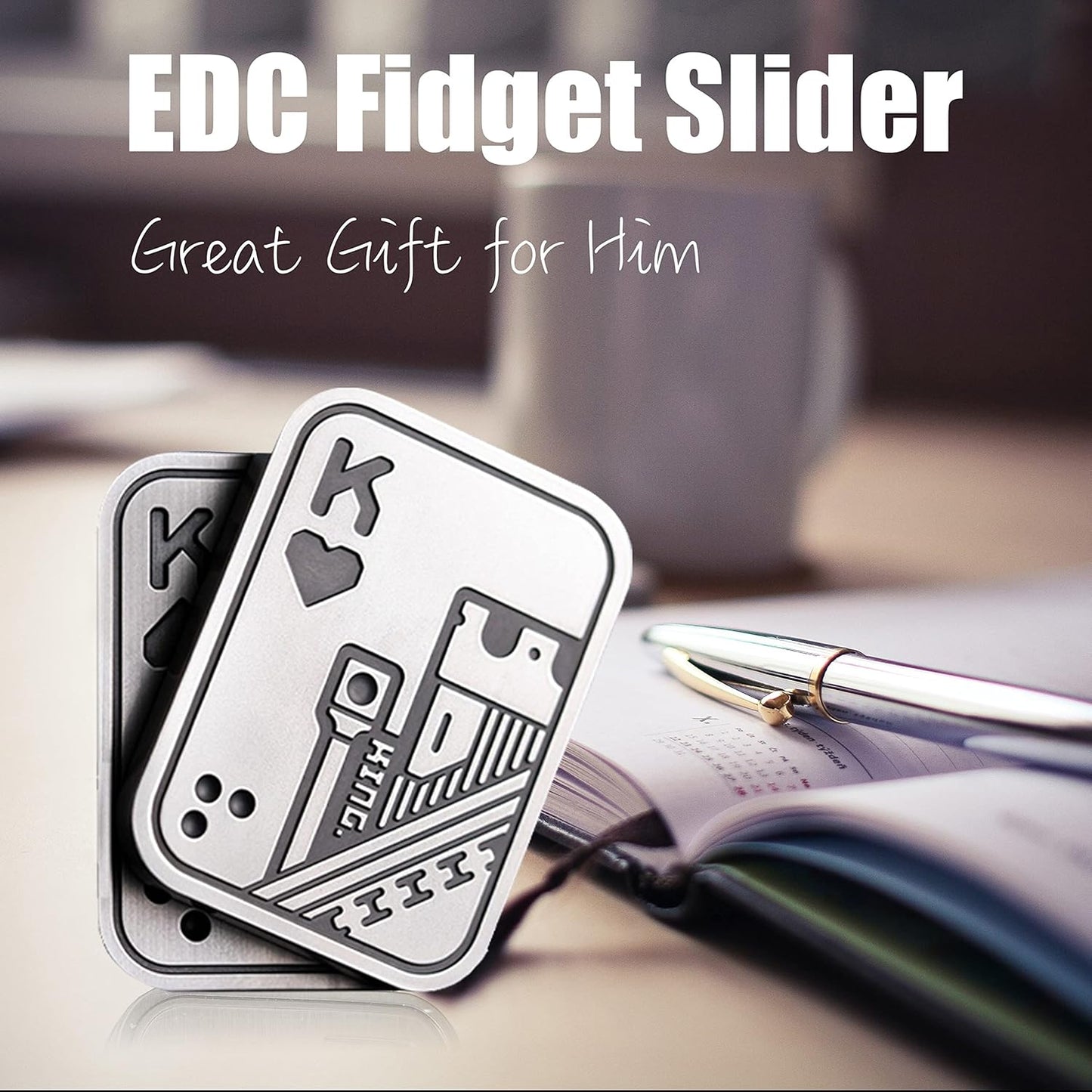Metal Poker Fidget_Slider, Hand Spinner Office Fidget Toys, Sensory Toys Anxiety Stress Relief Desk Toys Gifts