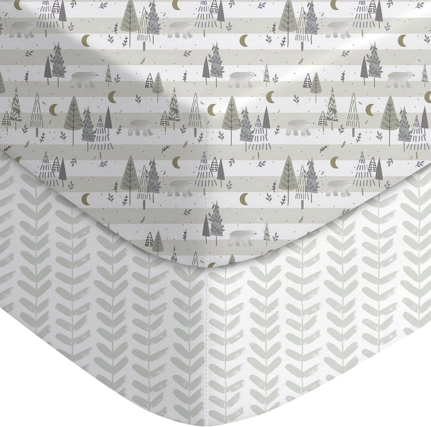 Yoofoss Baby Pack and Play Sheets 2 Pack for Boys and Girls - 38x26 Mini Crib Sheets Fitted Neutral Compatible with Graco Pack n Play Mattress,Ultra Soft Breathable Microfiber Forest Bear