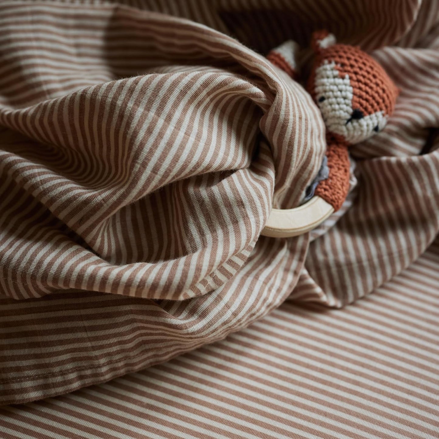 Swaddle - 100% Organic Cotton - Muslin Swaddle Blankets for Newborn, 47" x 47" (Natural Stripe)