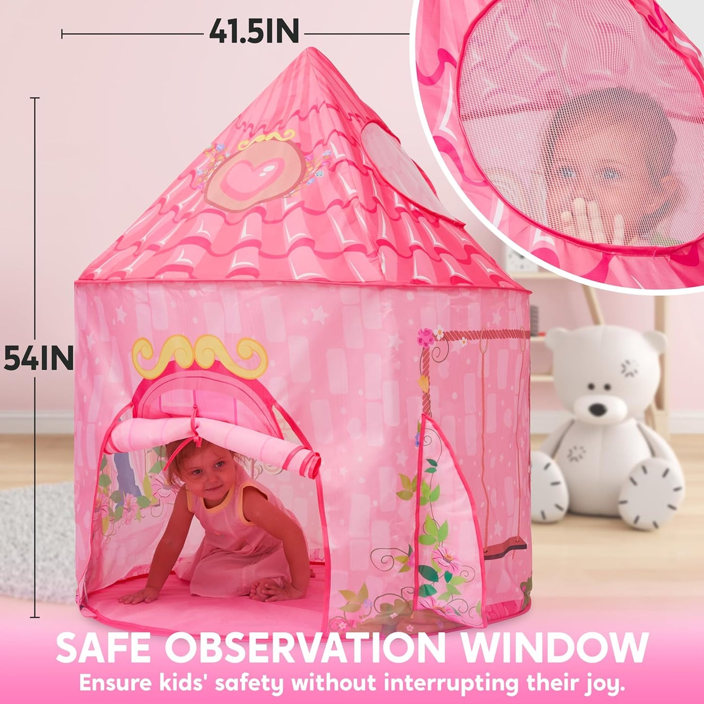JOYIN Princess Tent Girls Large Playhouse Kids Castle Play Tent for Children, Pop Up Play House for Toddlers Indoor and Outdoor Games