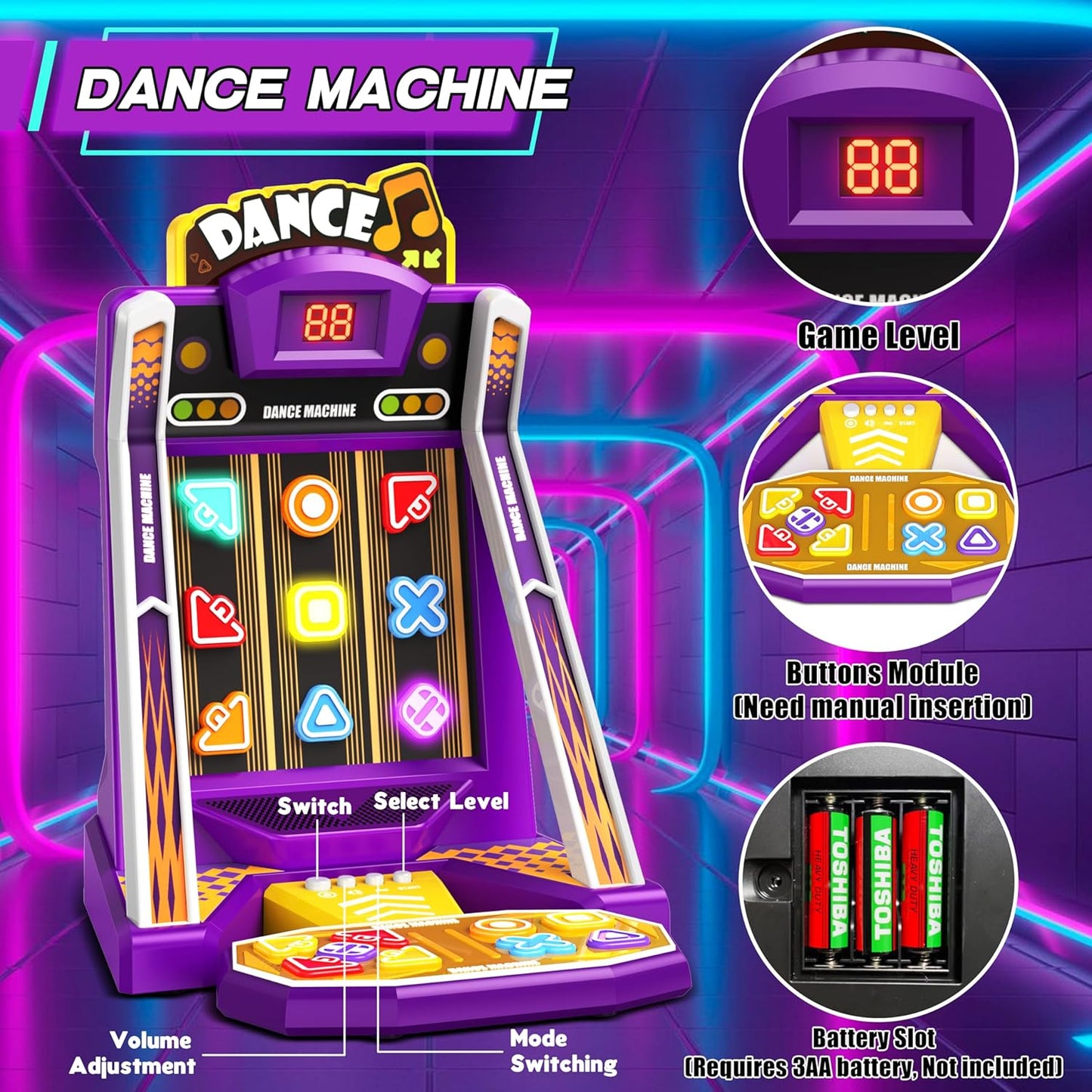 Finger Dance Machine Toys for Ages 5-7, Mini Arcade Machine Button Game with 2 Game Modes, Recognize Color and Shape Challenge Memory Game, Arcade Machine Games Desk Toys for Home Party Birthday Gifts