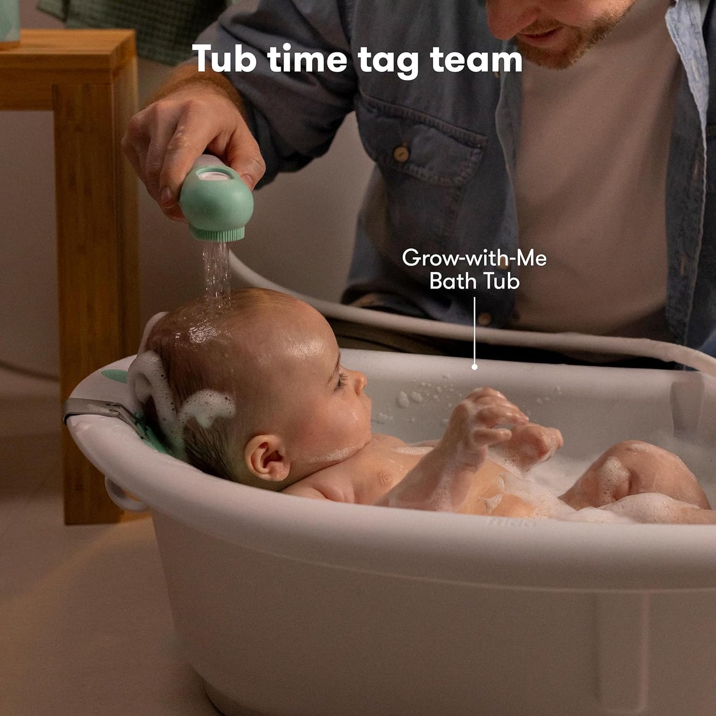 Frida Baby Control The Flow Bathtub Sprayer Attachment for Baby Bathtub, Shower Head with Scalp Massager, Control Waterflow with 2 Pressure Modes