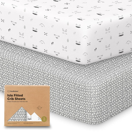 KeaBabies 2-Pack Baby Crib Sheets for Boys, Girls - 52x28 Viscose Derived from Bamboo Toddler Bed Sheets Neutral, Fitted Crib Mattress Cover for Standard Baby Bedding, Soft & Cozy (Nordic)