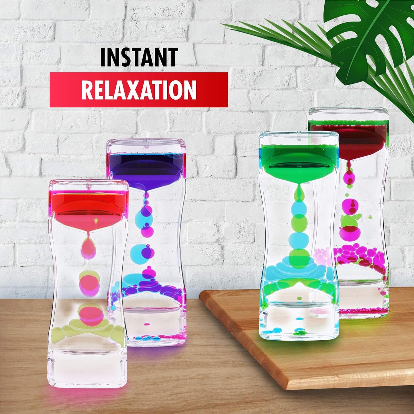 Liquid Motion Bubbler Sensory Toys – 2 Pc Set Bundle Stretchy String Fidget Toys Timer for Stress Relief and Anxiety Relief, Water Oil Toy for Hyperactivity Relaxation figit Fuchsia