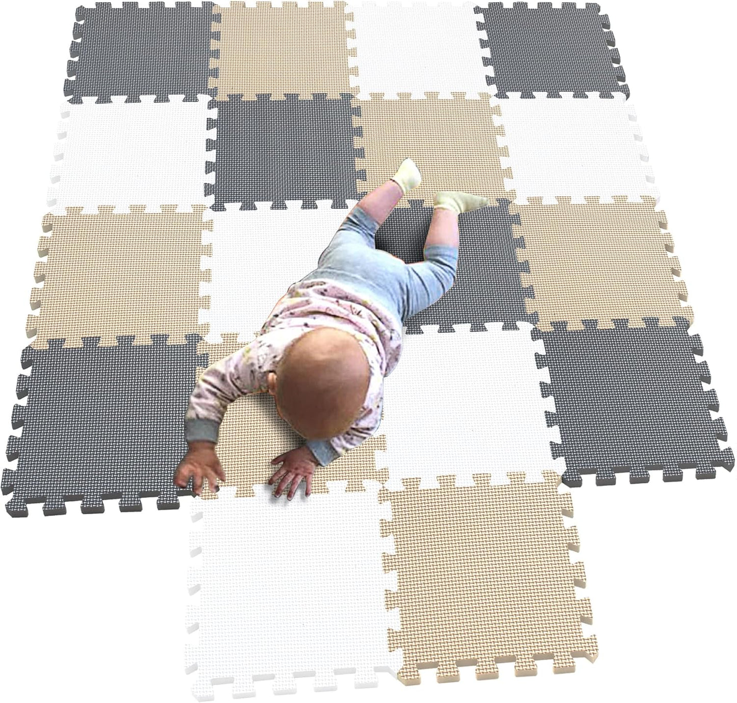 MQIAOHAM® 18 Pieces Puzzle Play Mats, Soft Baby Play Mat, Kids Interlocking Foam Floor Tiles, Toddlers Carpet Playmats G301018-101110112
